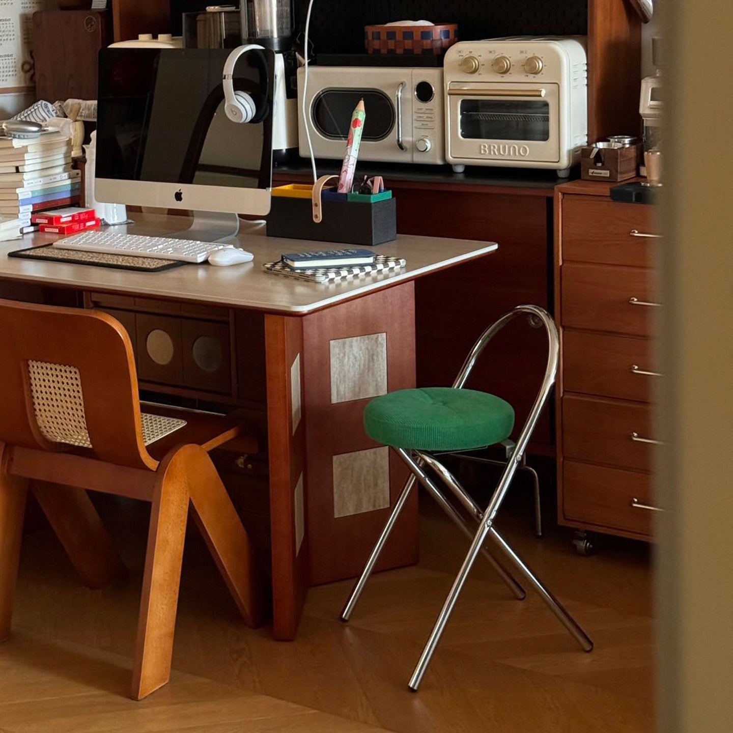 Miro Steel Corduroy Bar Stool