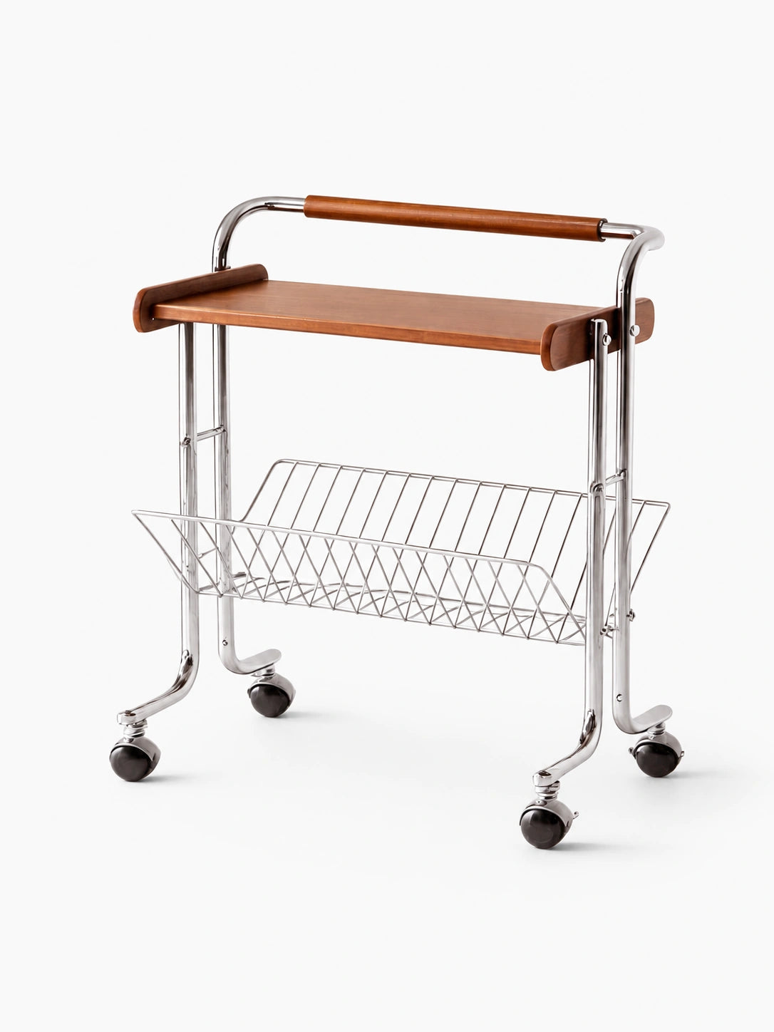 Lumo Solid Wood Stainless Steel Rolling Cart