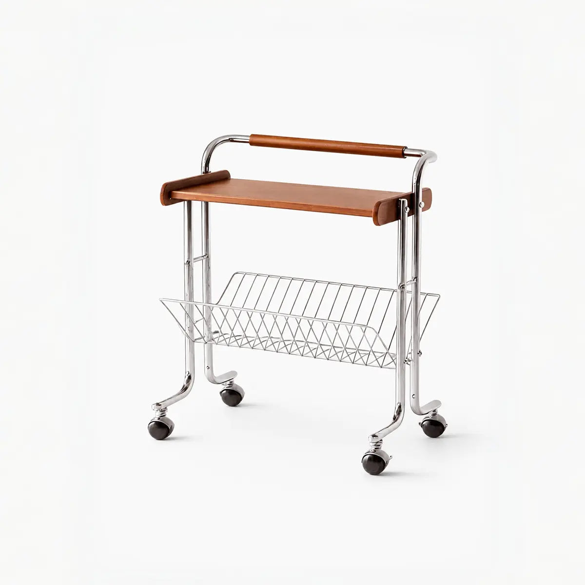 Lumo Solid Wood Stainless Steel Rolling Cart