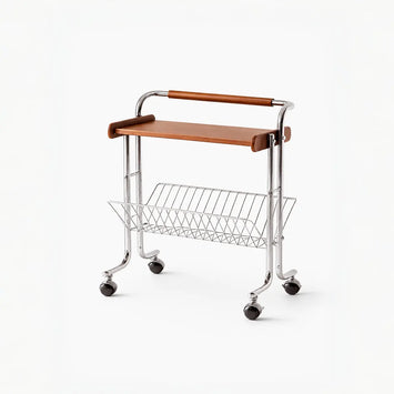 Lumo Solid Wood Stainless Steel Rolling Cart