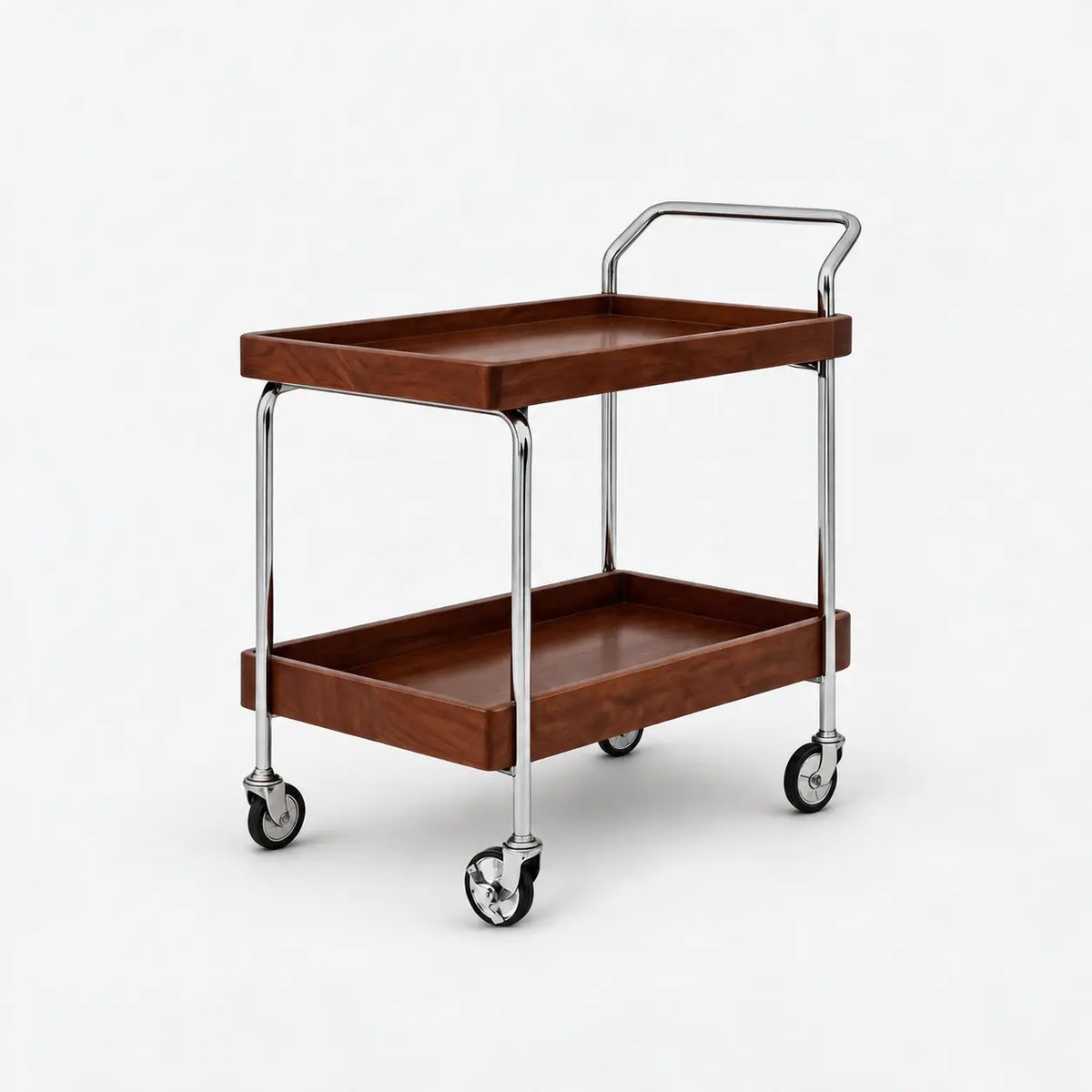 Noma Solid Wood Stainless Steel Rolling Cart