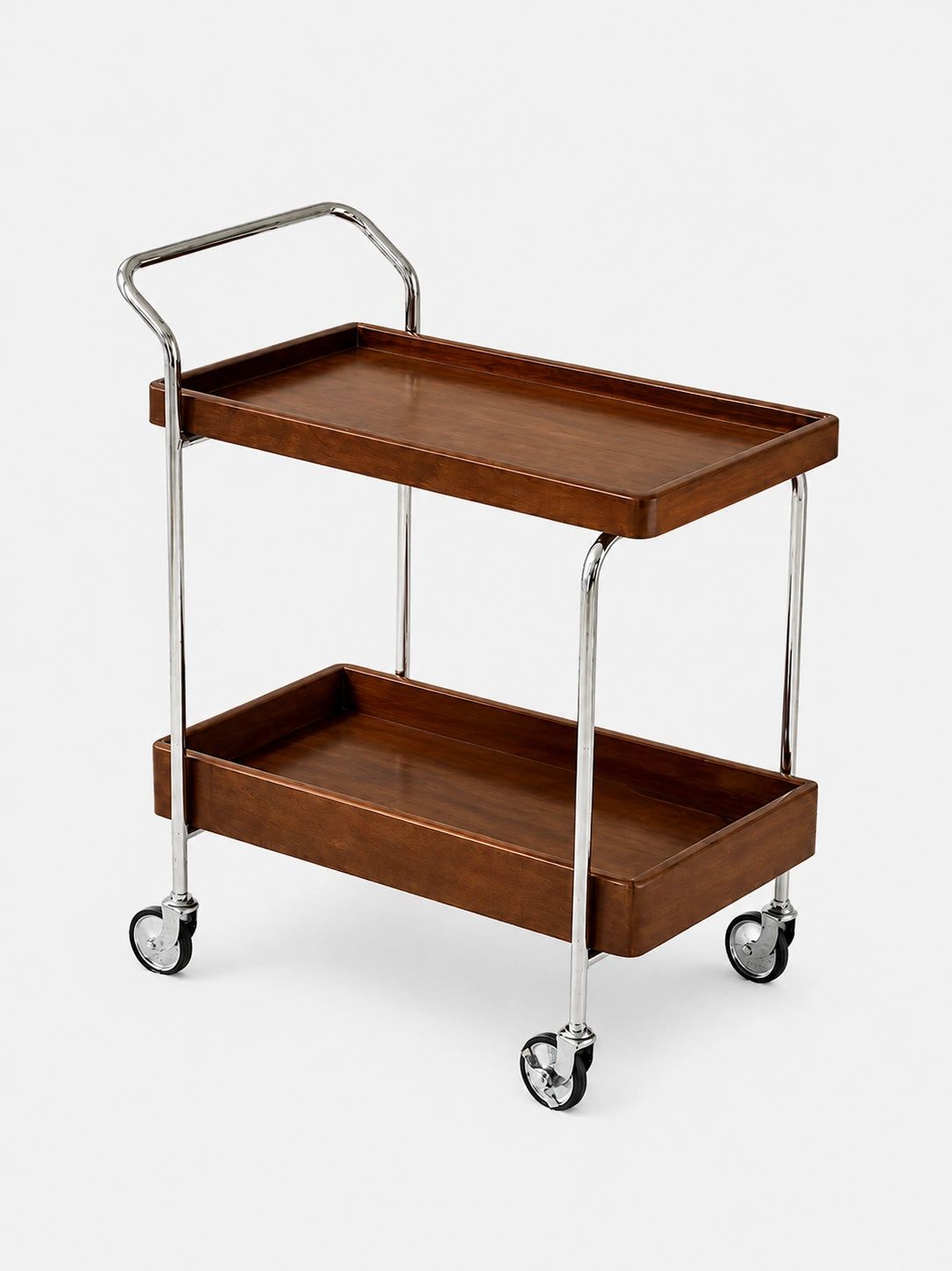 Noma Solid Wood Stainless Steel Rolling Cart