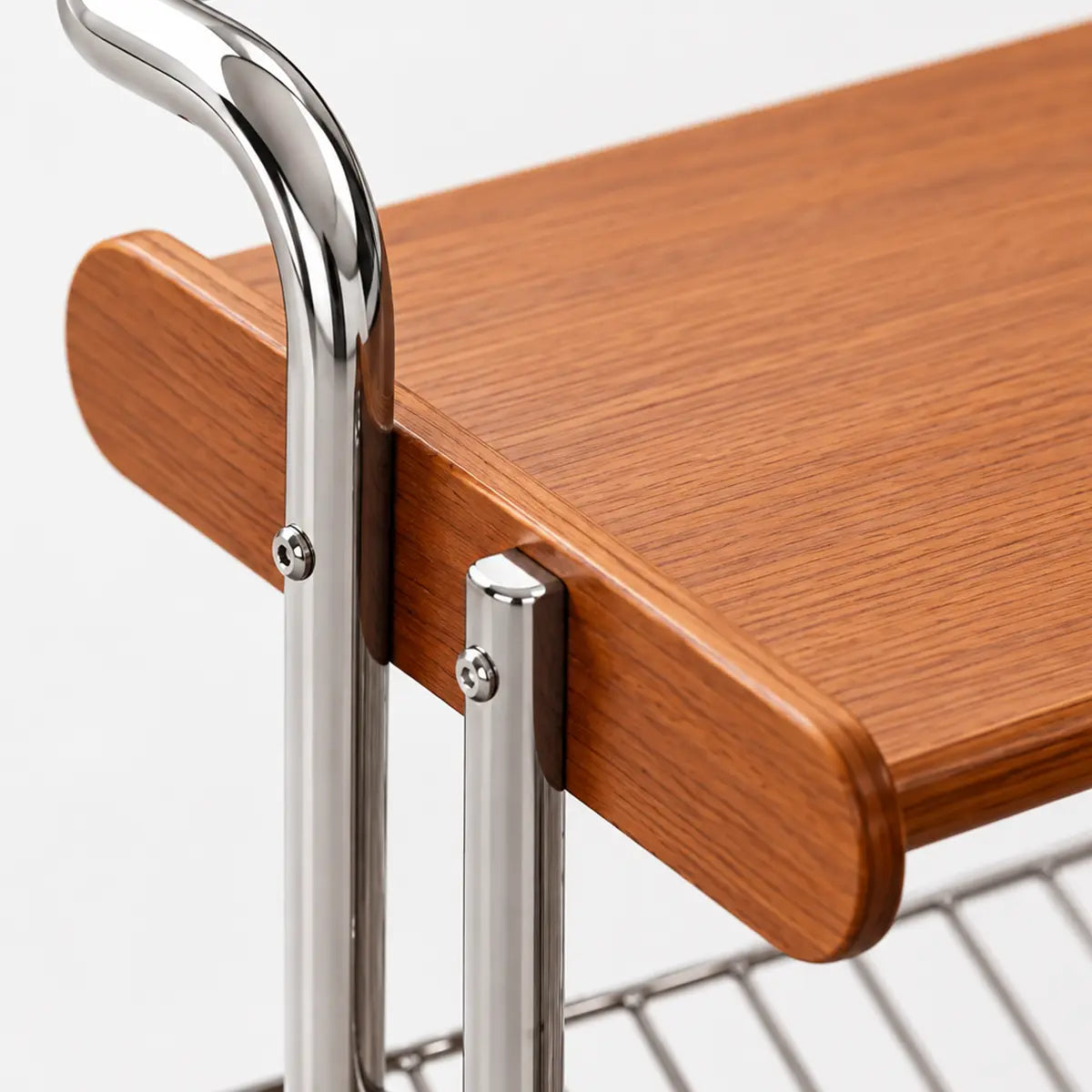 Lumo Solid Wood Stainless Steel Rolling Cart