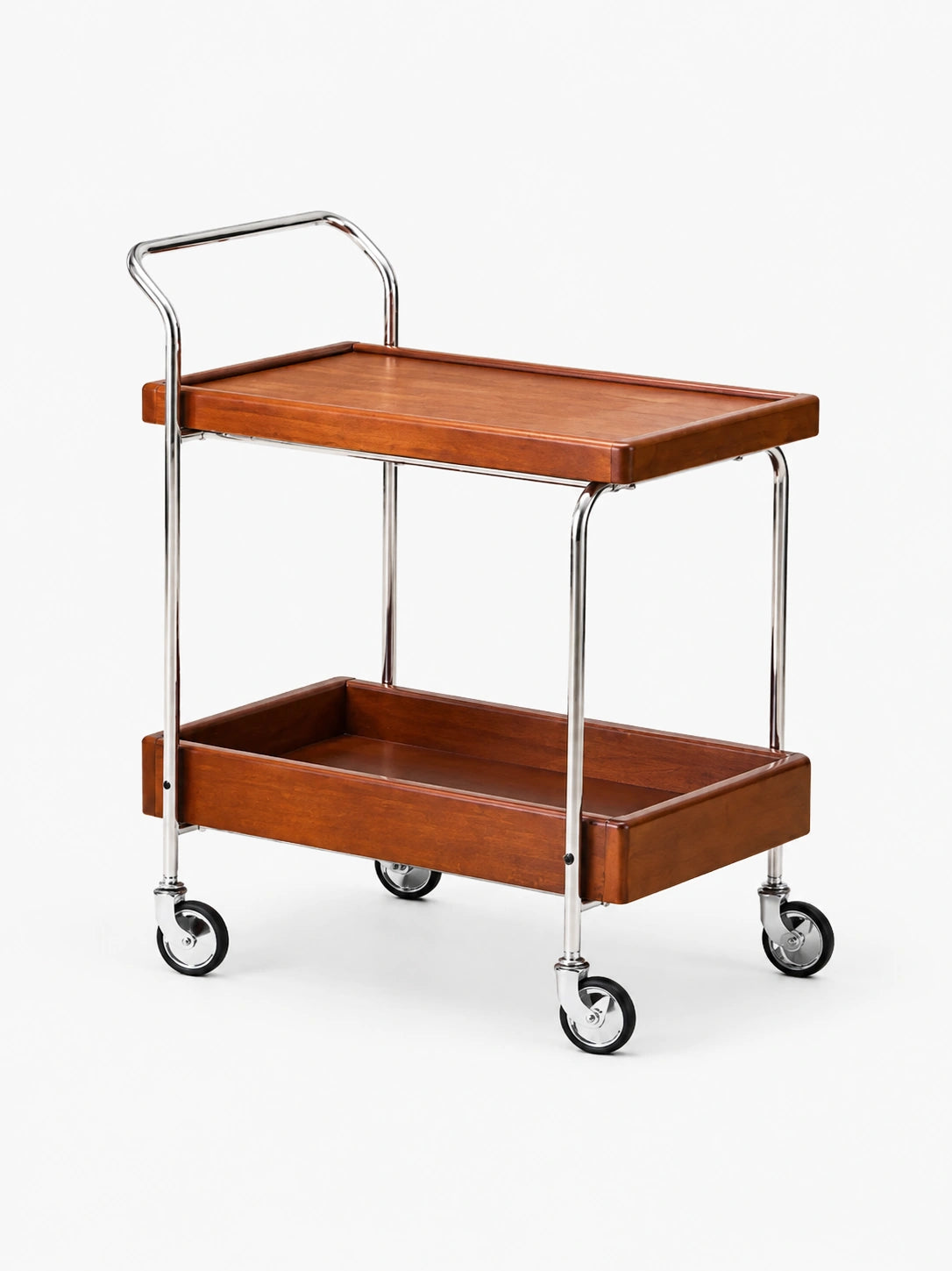 Noma Solid Wood Stainless Steel Rolling Cart