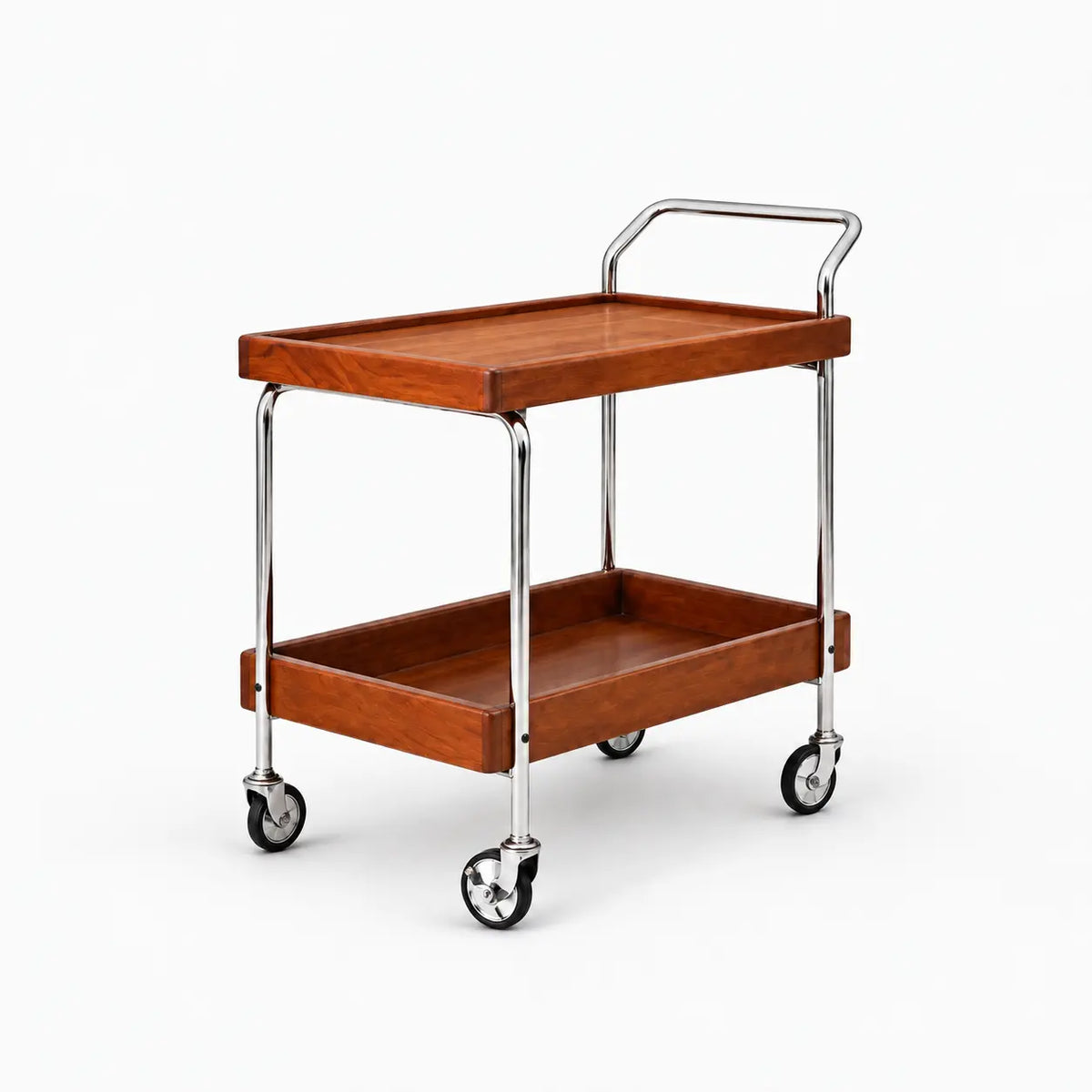 Noma Solid Wood Stainless Steel Rolling Cart