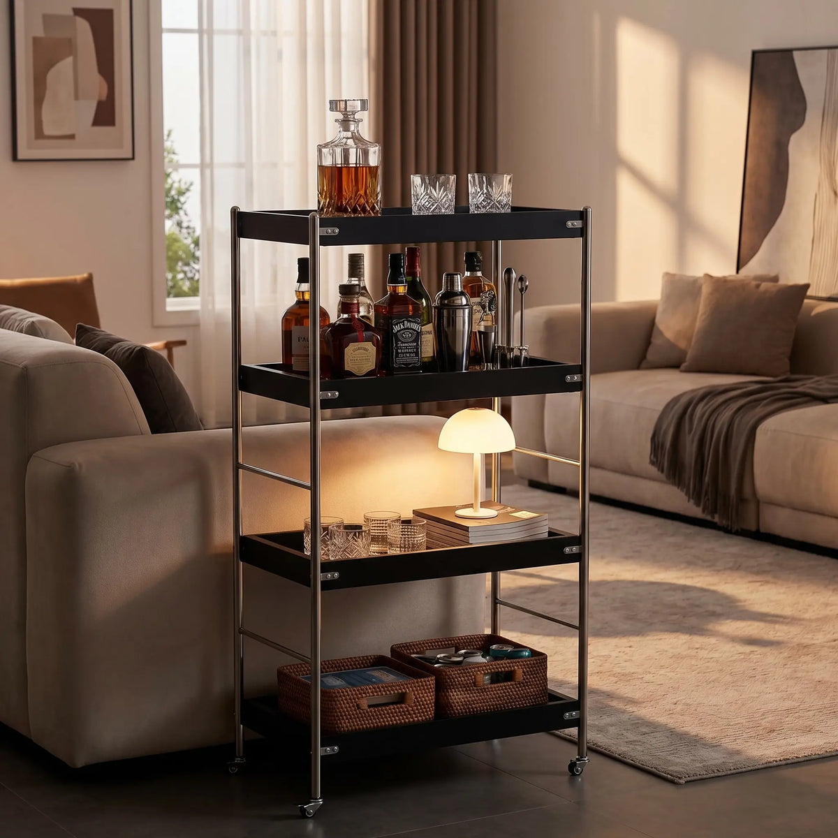 Tove Solid Wood Rolling Cart