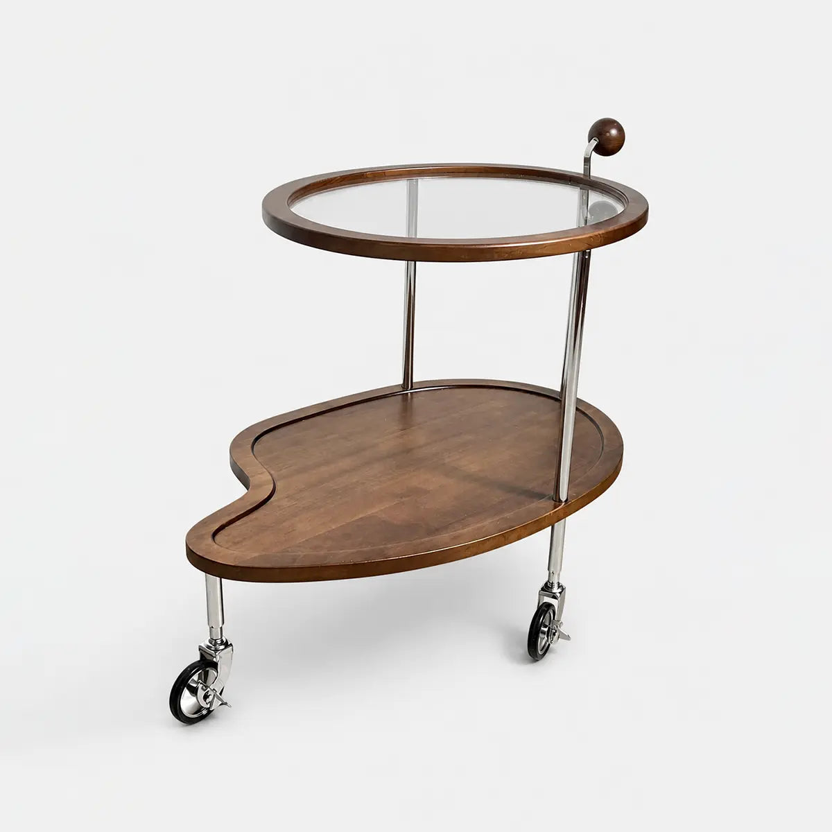 Manya Wood Glass Rolling Cart