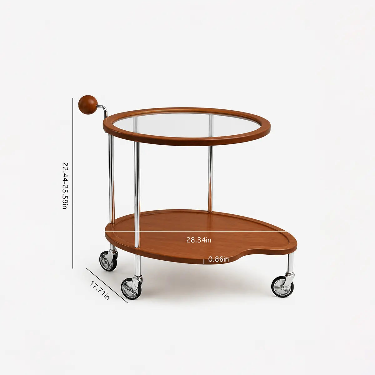 Manya Wood Glass Rolling Cart