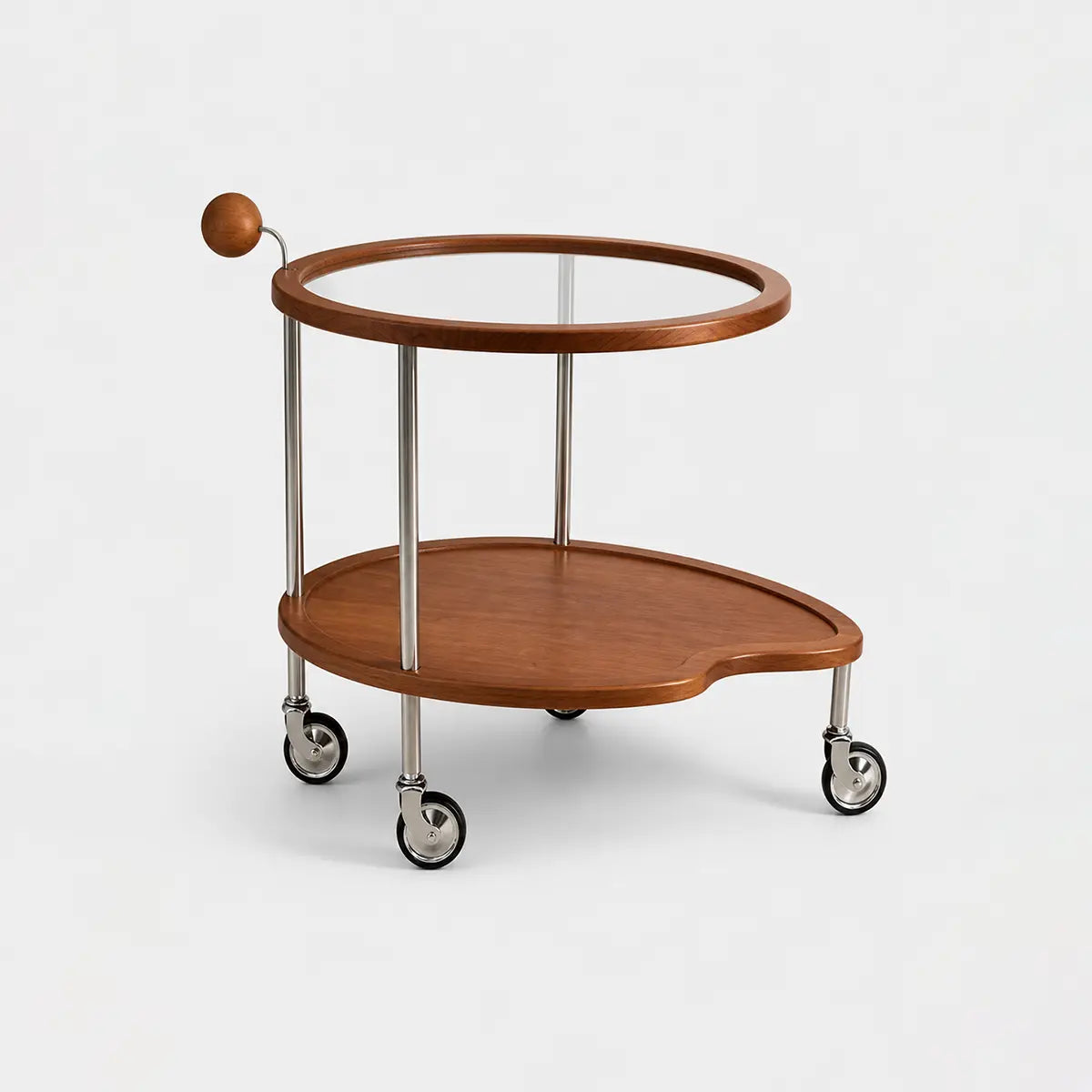 Manya Wood Glass Rolling Cart
