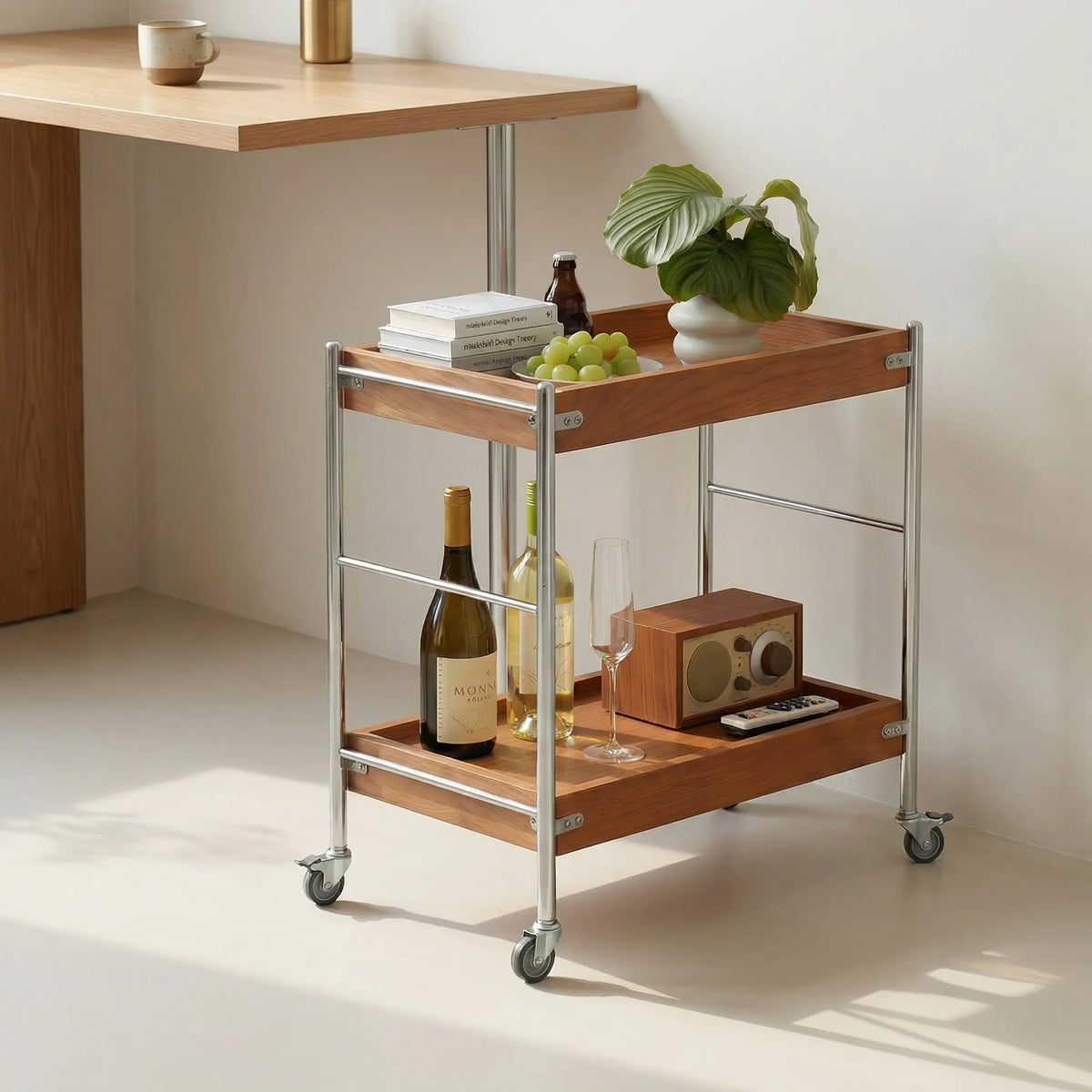 Tove Solid Wood Rolling Cart