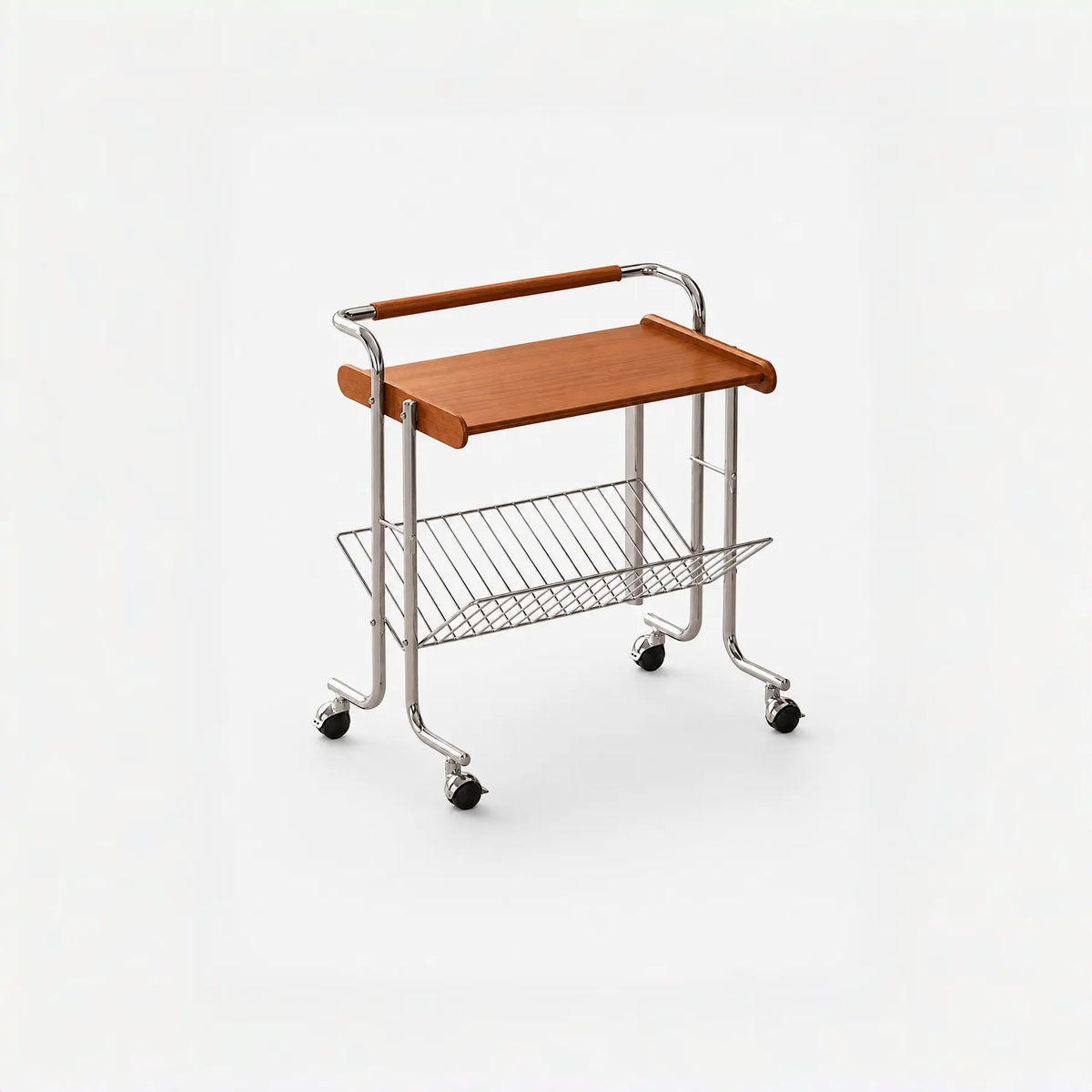 Lumo Solid Wood Stainless Steel Rolling Cart