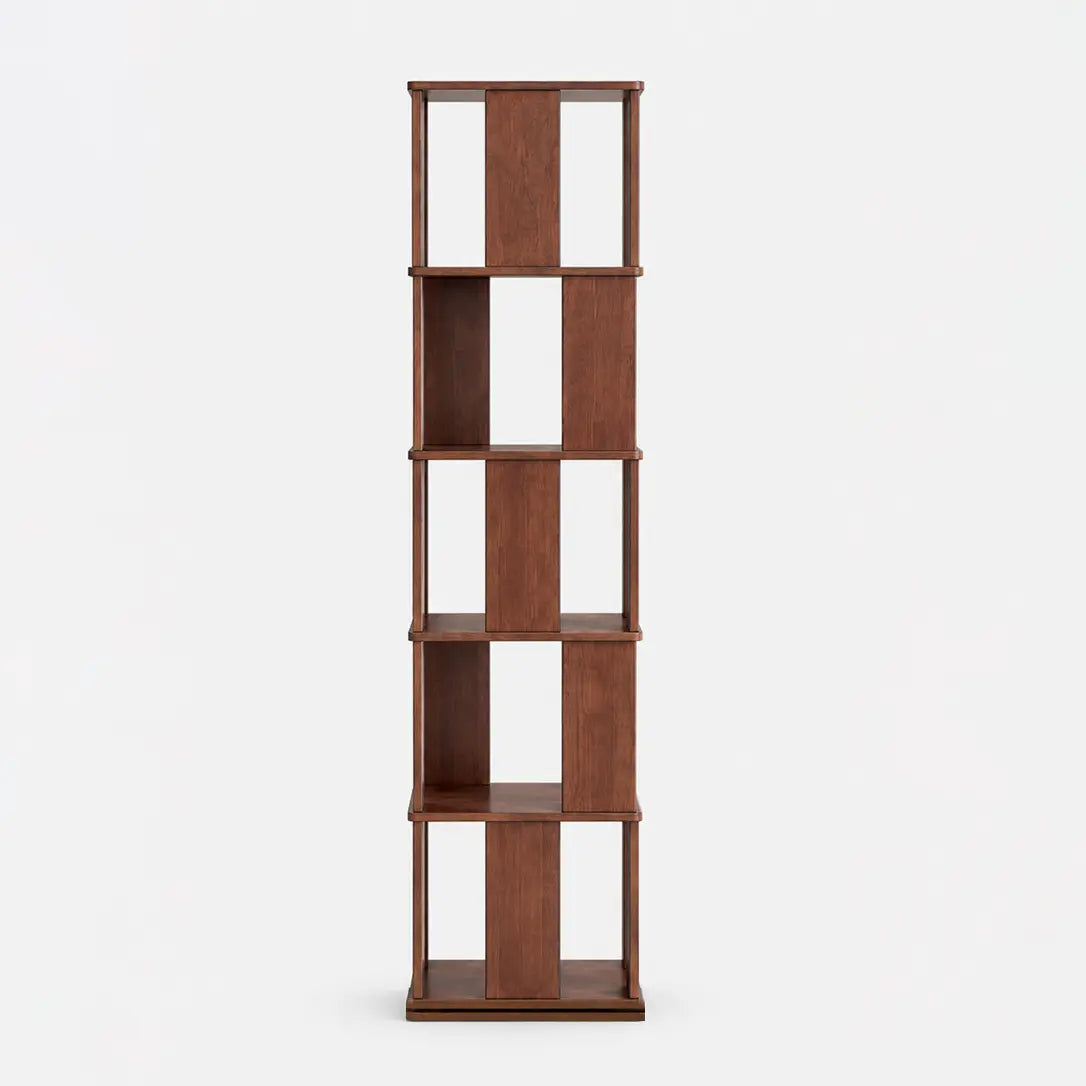 Luke Rubber Wood Rotating 5-Layer Bookshelf