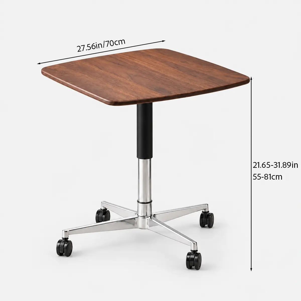 Elevora desk dimensions: 70 cm width and 55–81 cm height