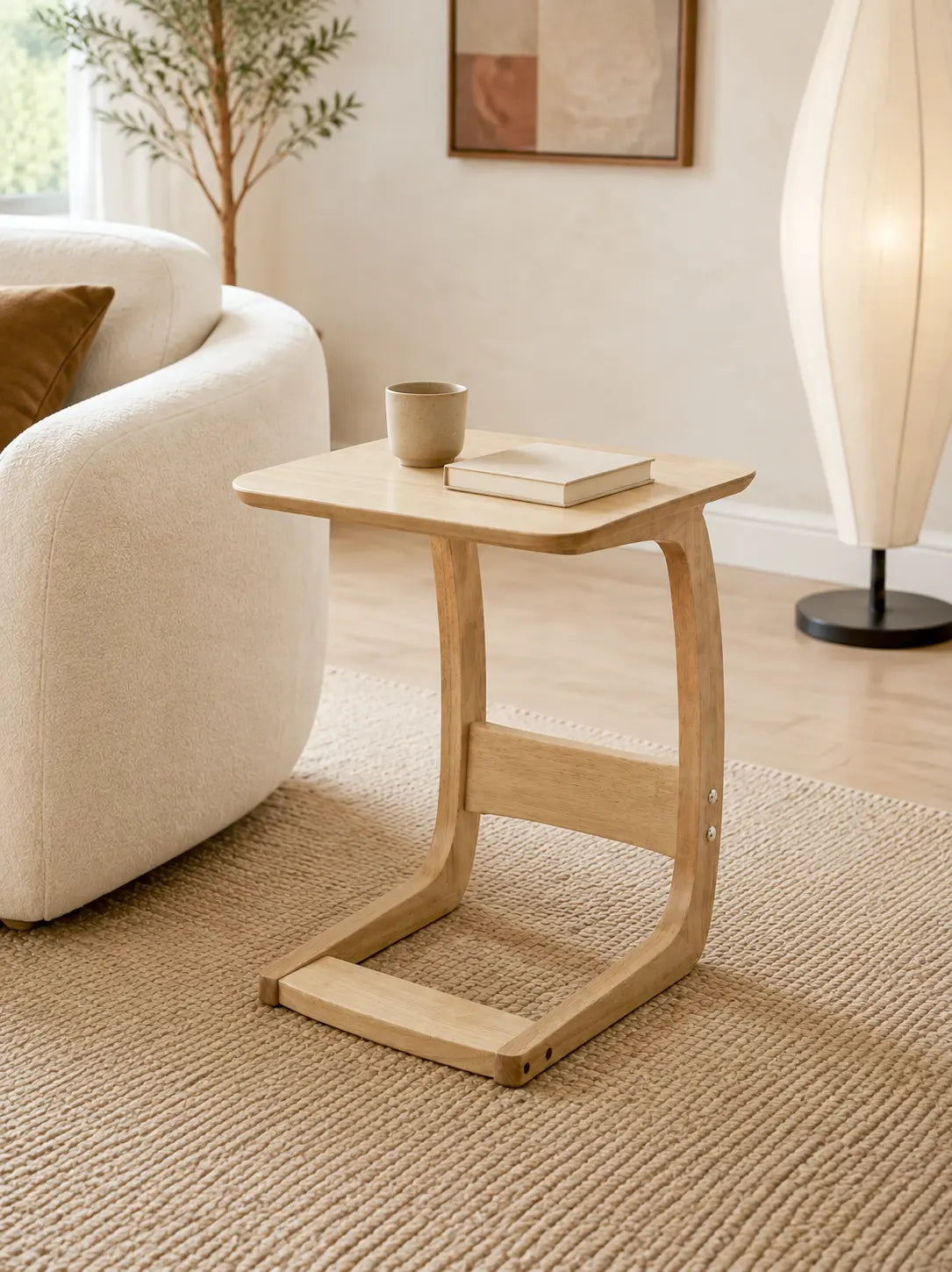 Nilo Solid Wood C-Shaped Side Table