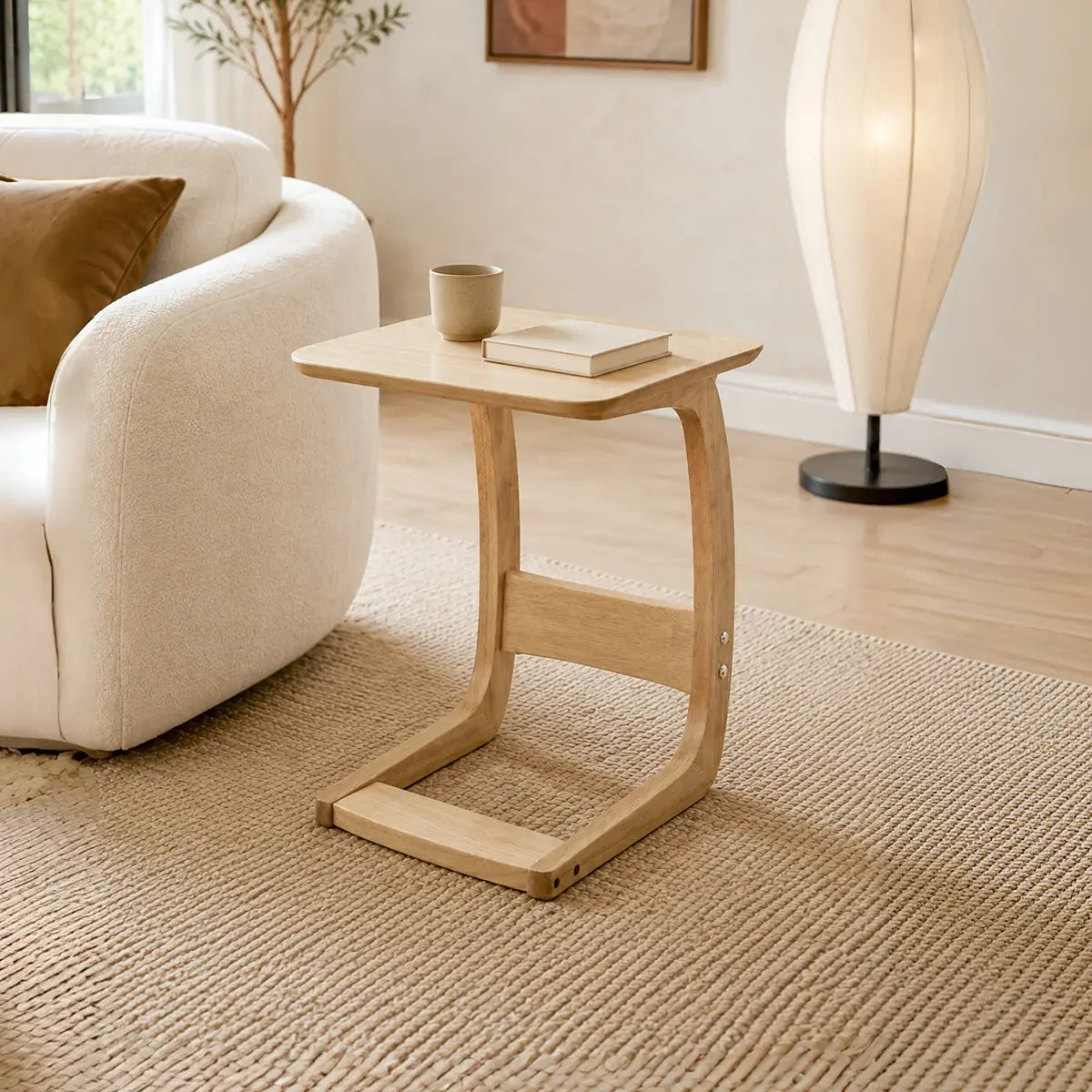 Nilo Solid Wood C-Shaped Side Table