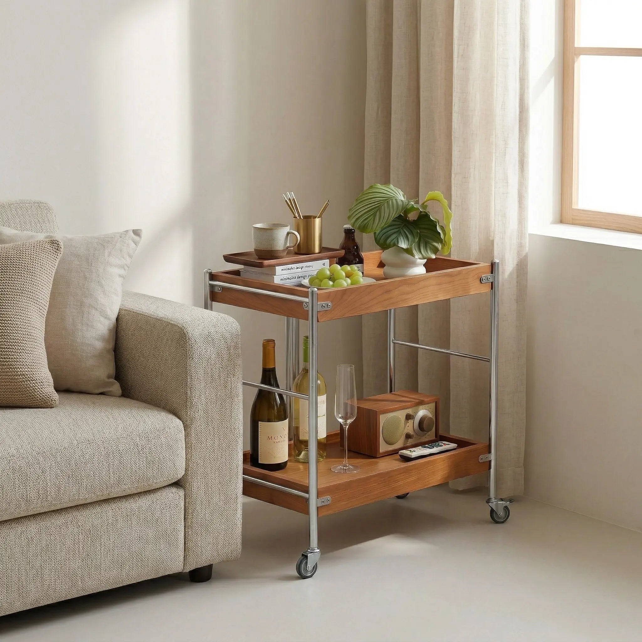 Tove Solid Wood Rolling Cart