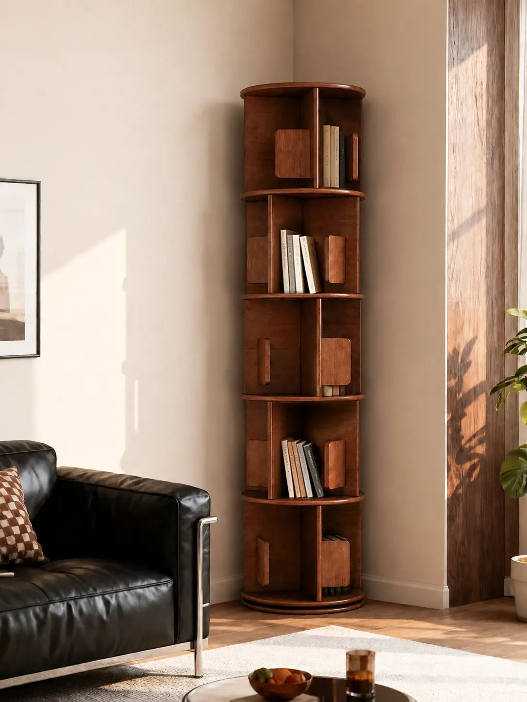Luke's Wood Rotating 5-Tier Bookshelf