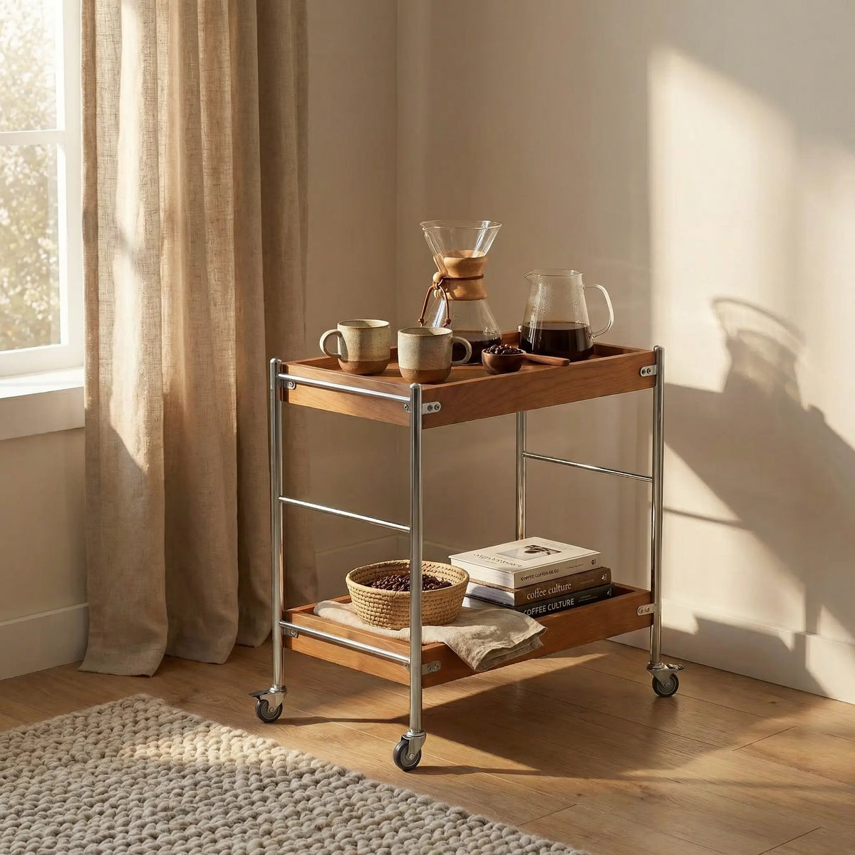 Tove Solid Wood Rolling Cart