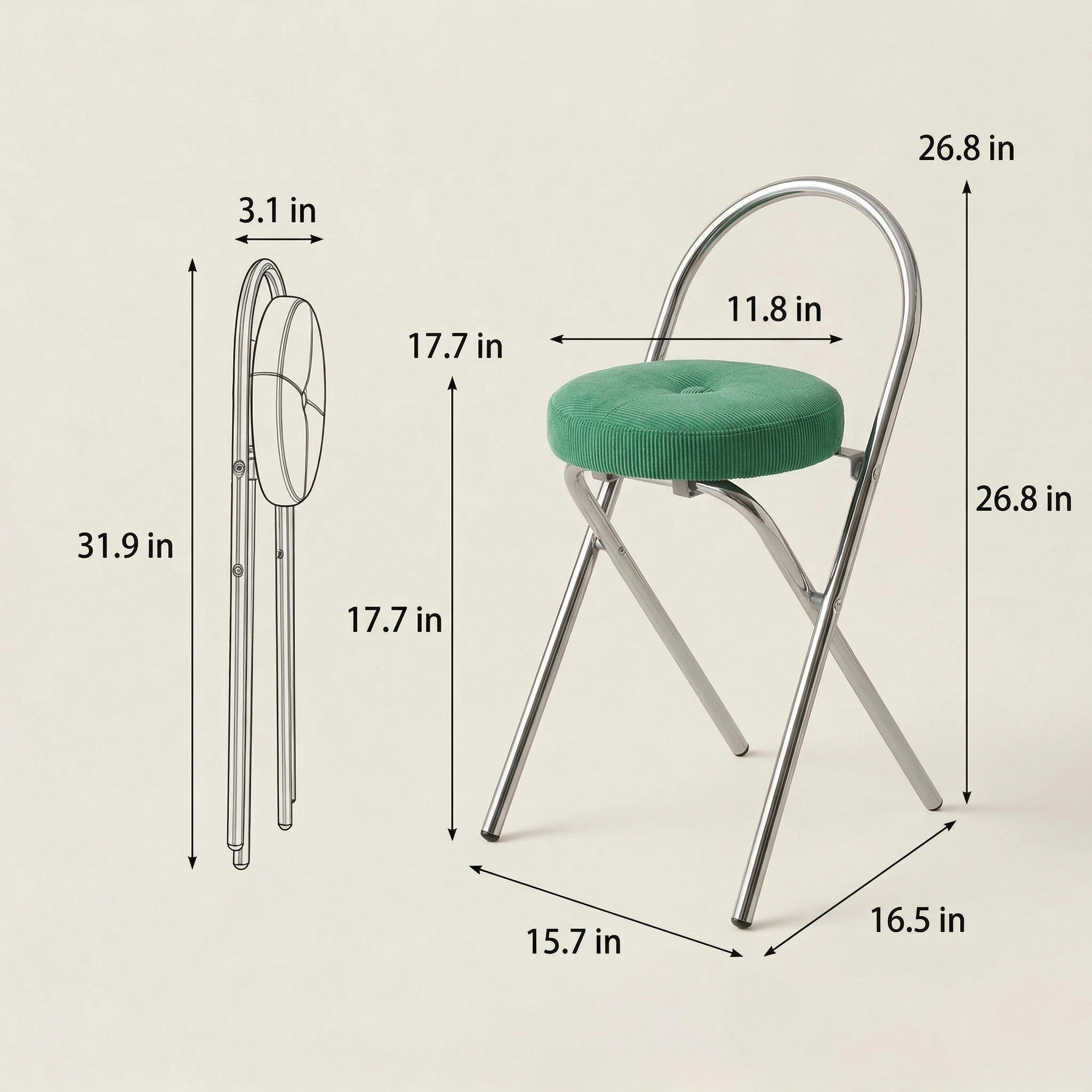 Miro Steel Corduroy Bar Stool