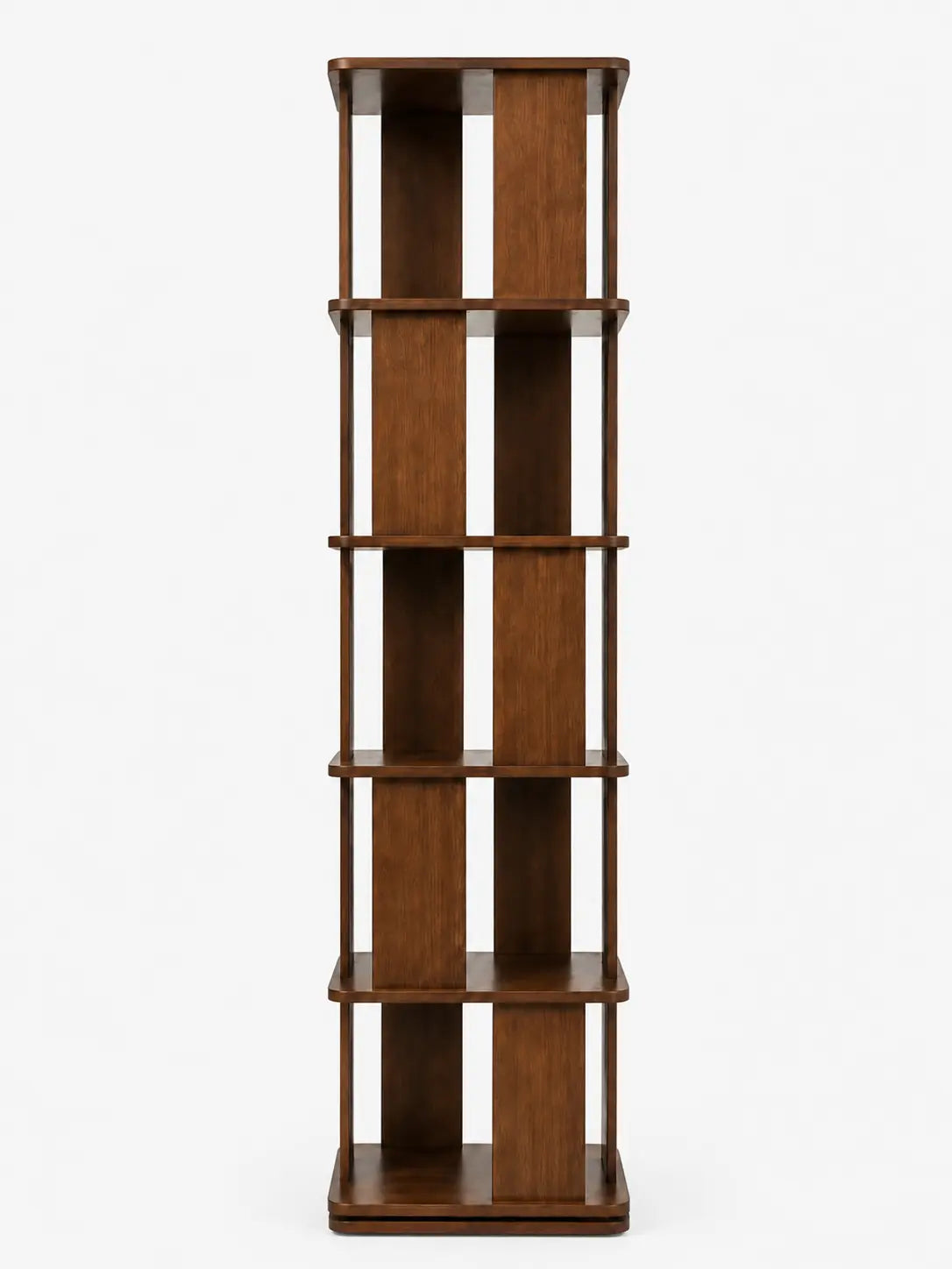 Luke Rubber Wood Rotating 5-Layer Bookshelf