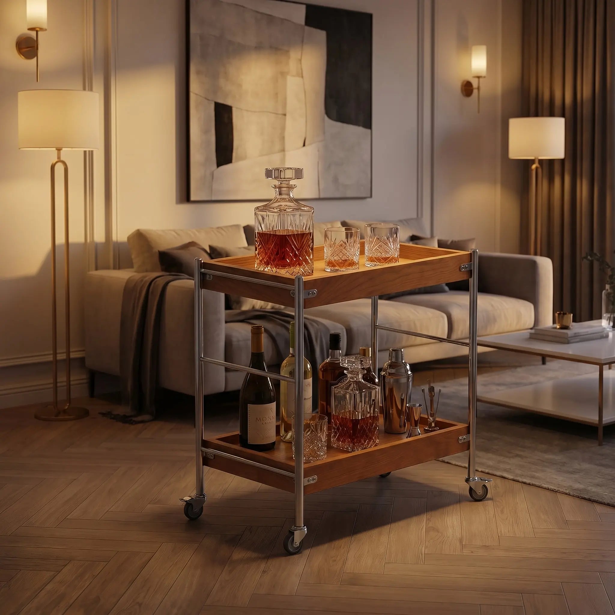 Tove Solid Wood Rolling Cart