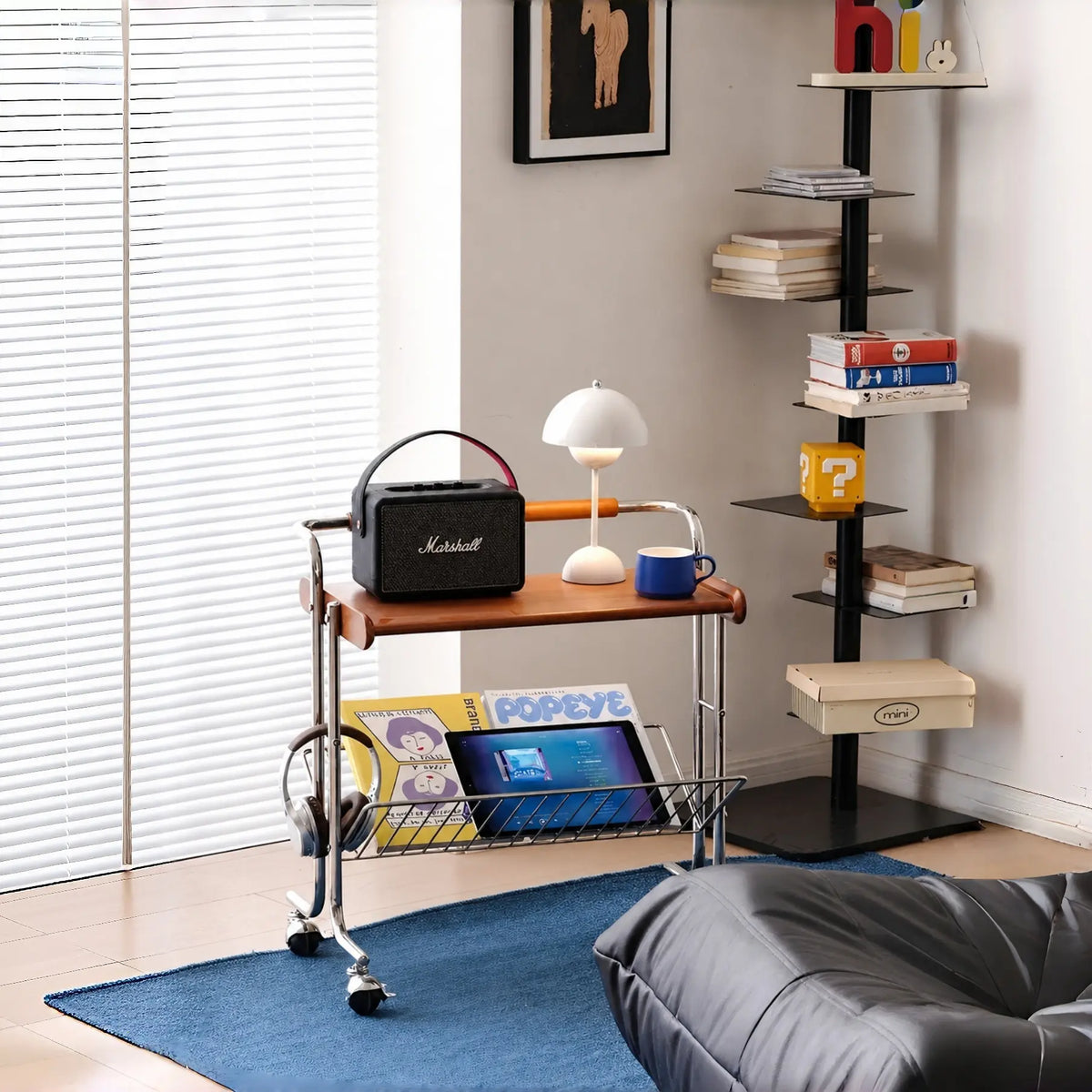 Lumo Solid Wood Stainless Steel Rolling Cart