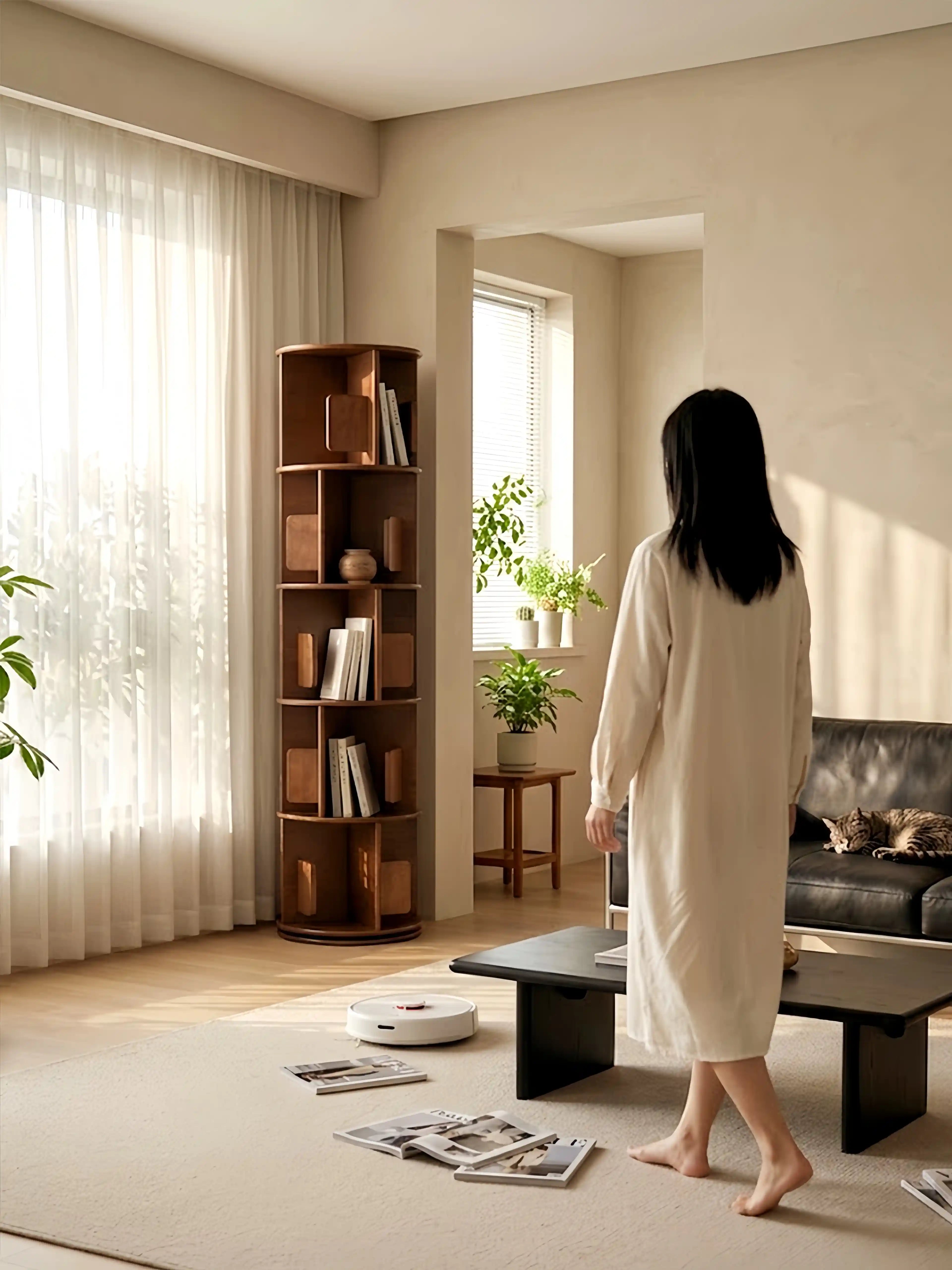 Luke's Wood Rotating 5-Tier Bookshelf