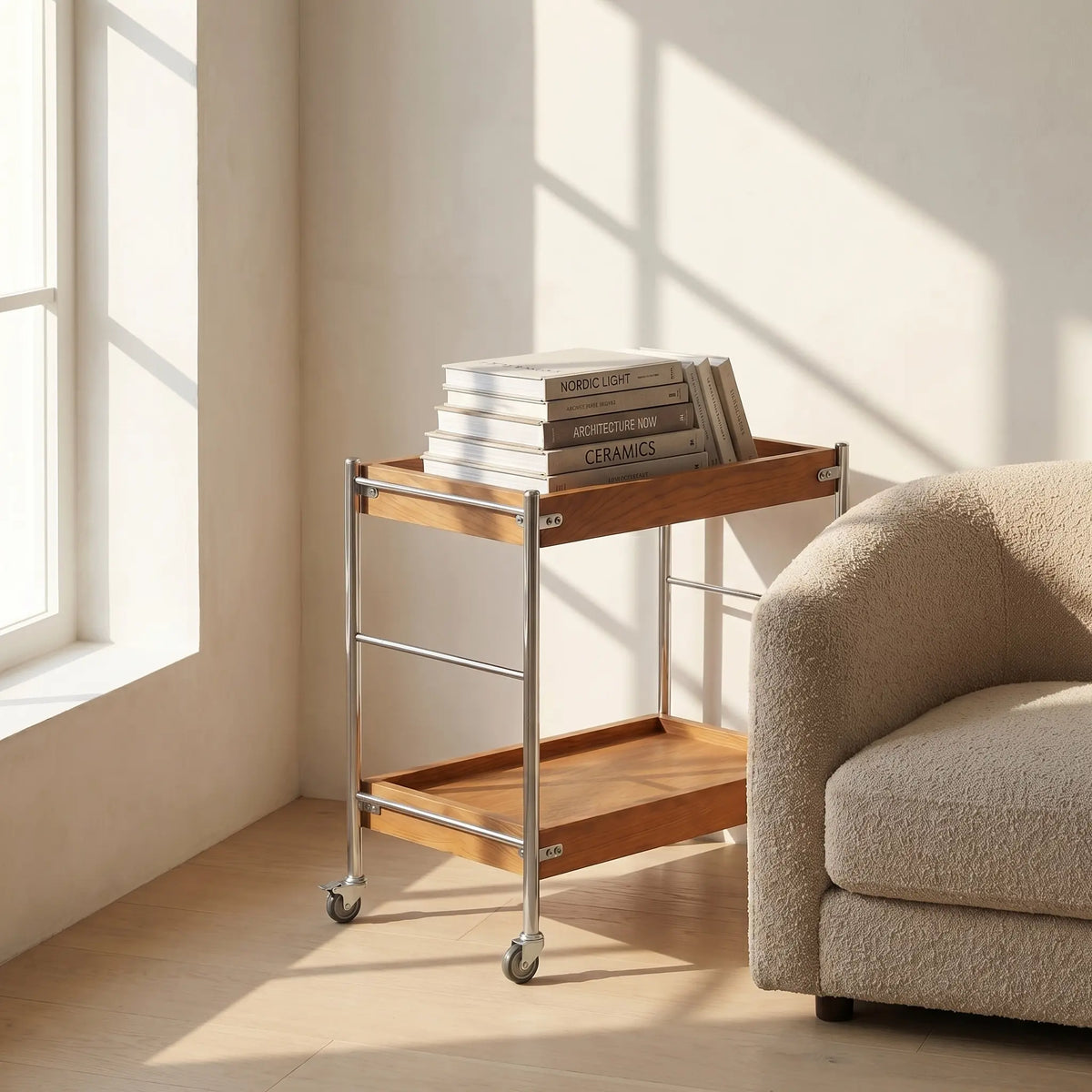 Tove Solid Wood Rolling Cart