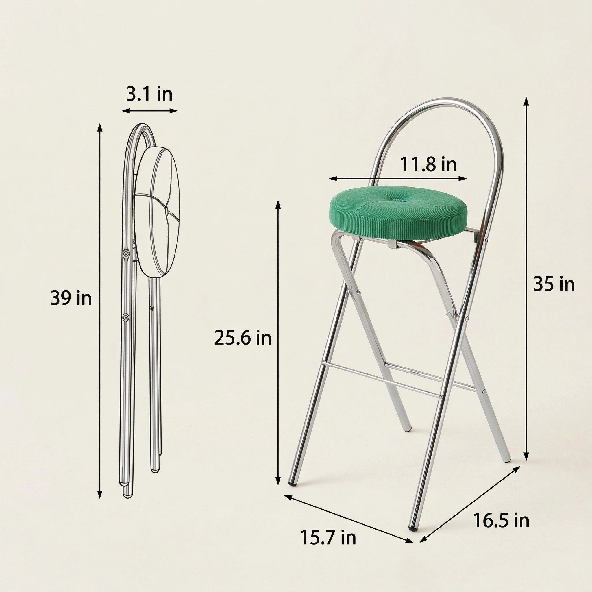 Miro Steel Corduroy Bar Stool
