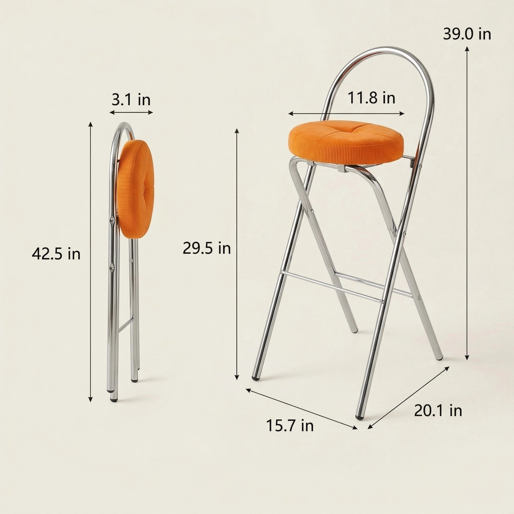 Miro Steel Corduroy Bar Stool