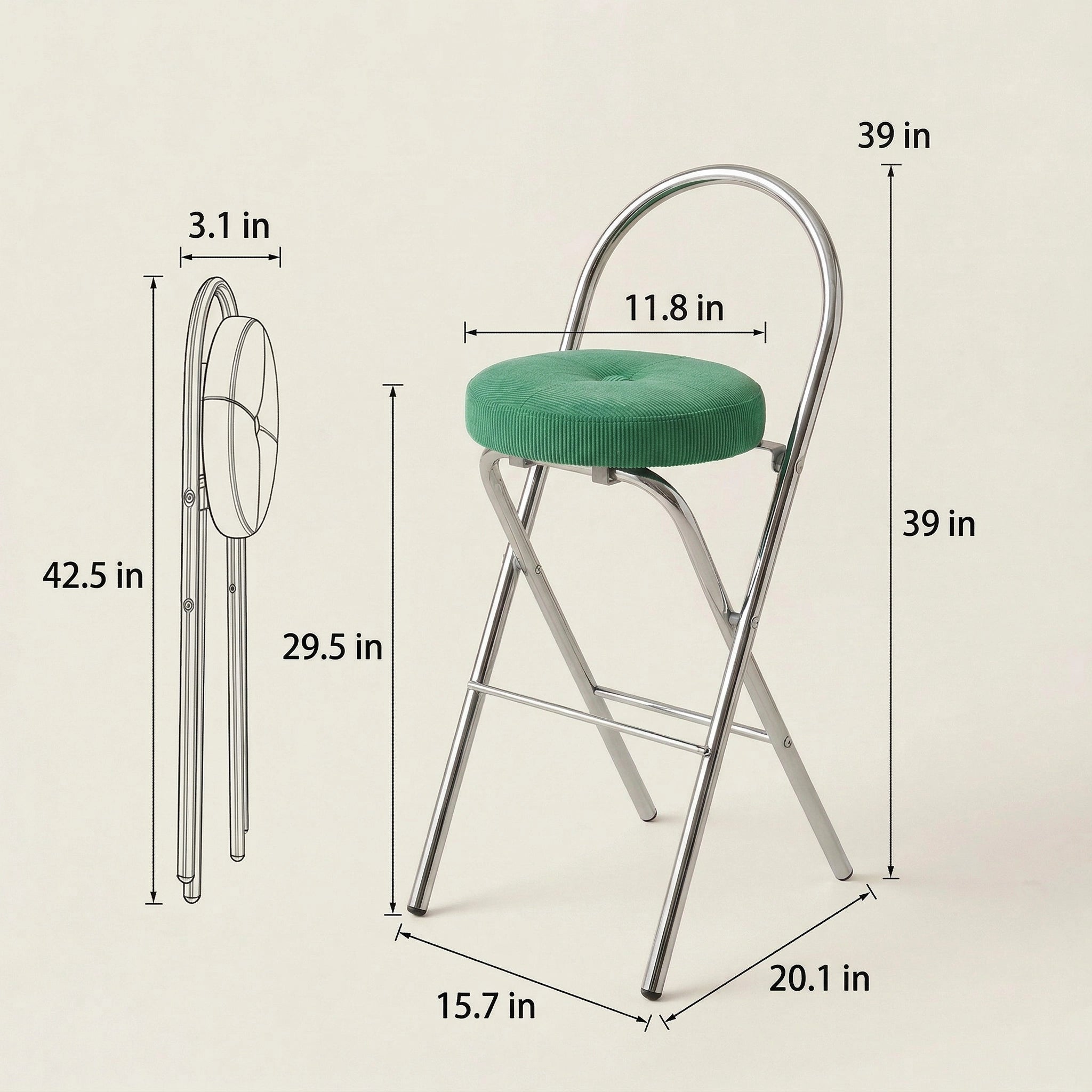 Miro Steel Corduroy Bar Stool