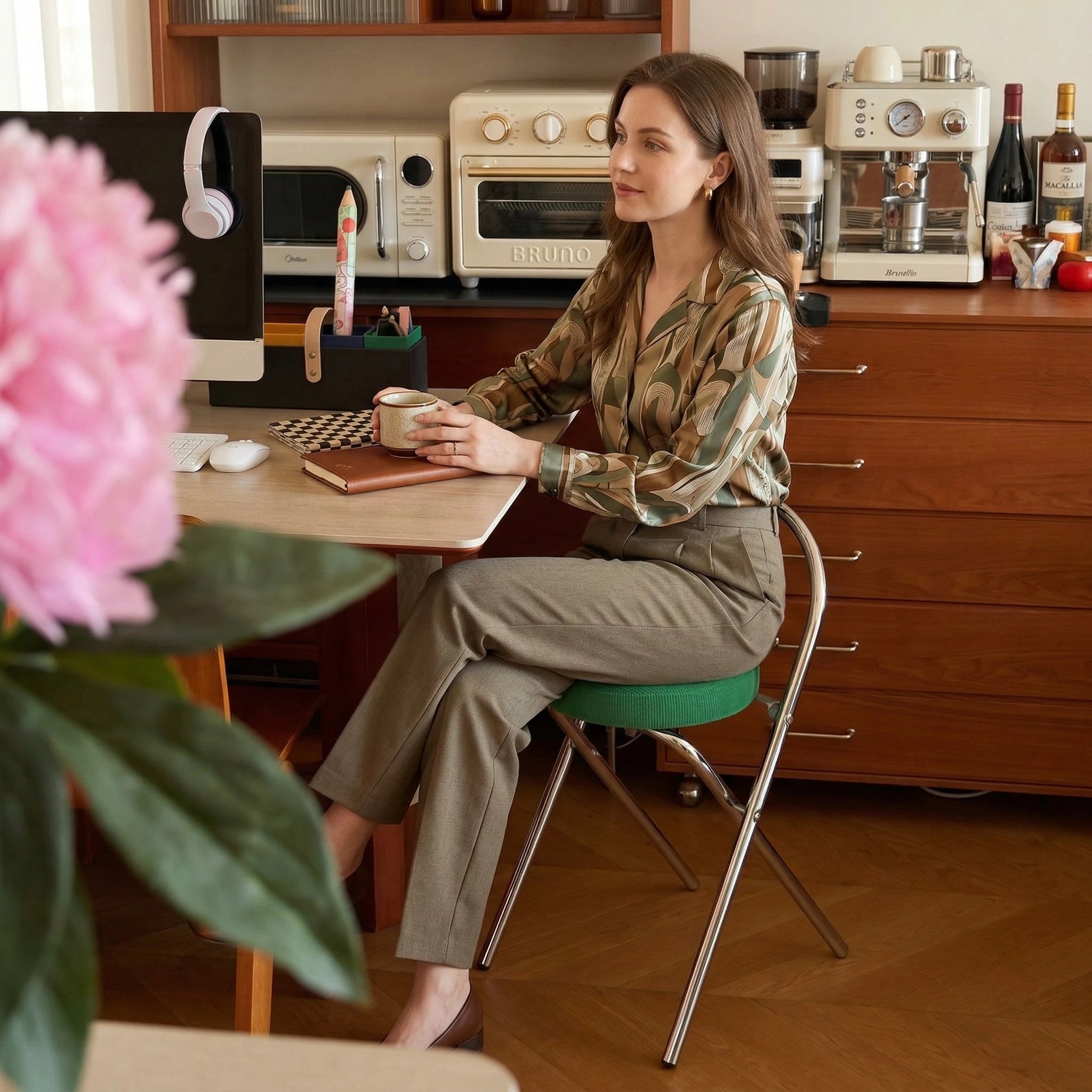 Miro Steel Corduroy Bar Stool