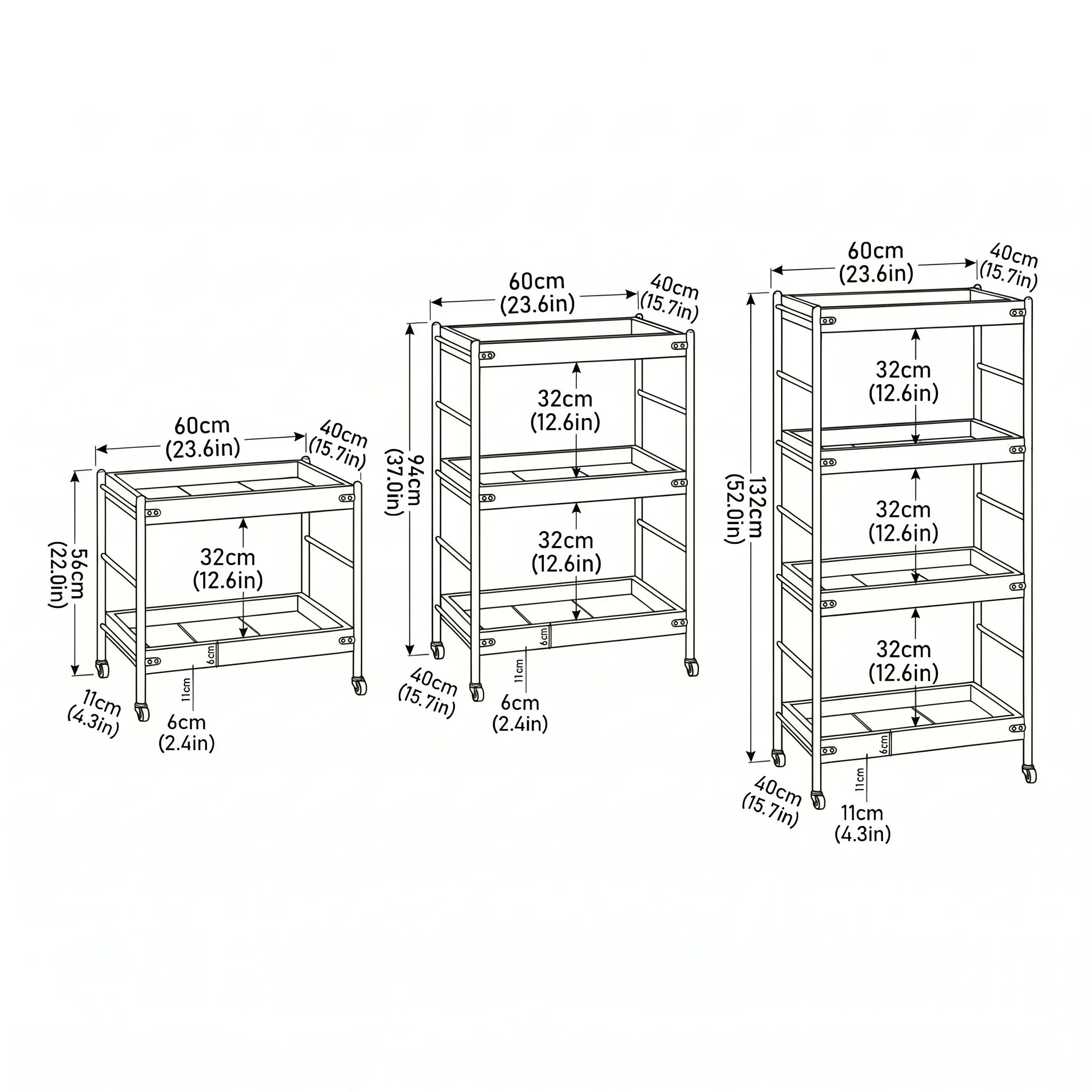 Tove Solid Wood Rolling Cart