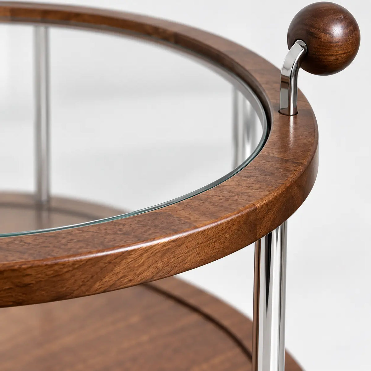Manya Wood Glass Rolling Cart