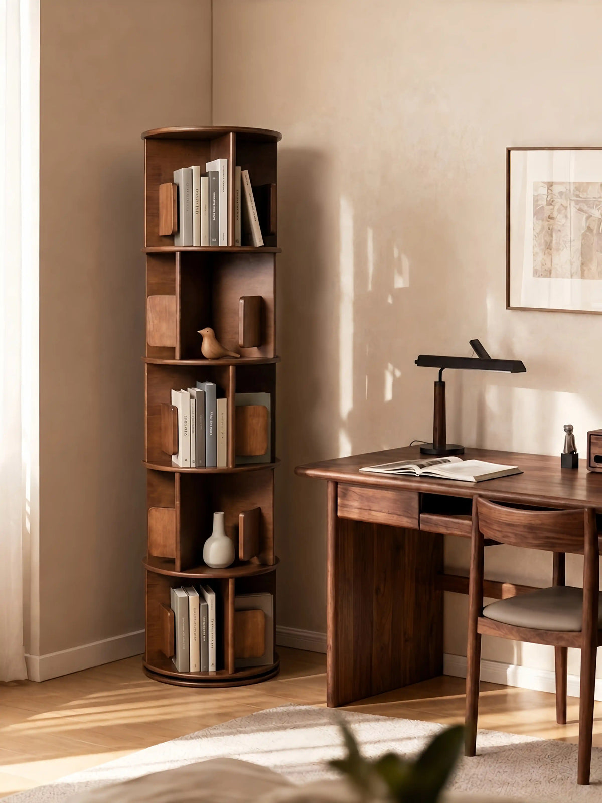 Luke's Wood Rotating 5-Tier Bookshelf