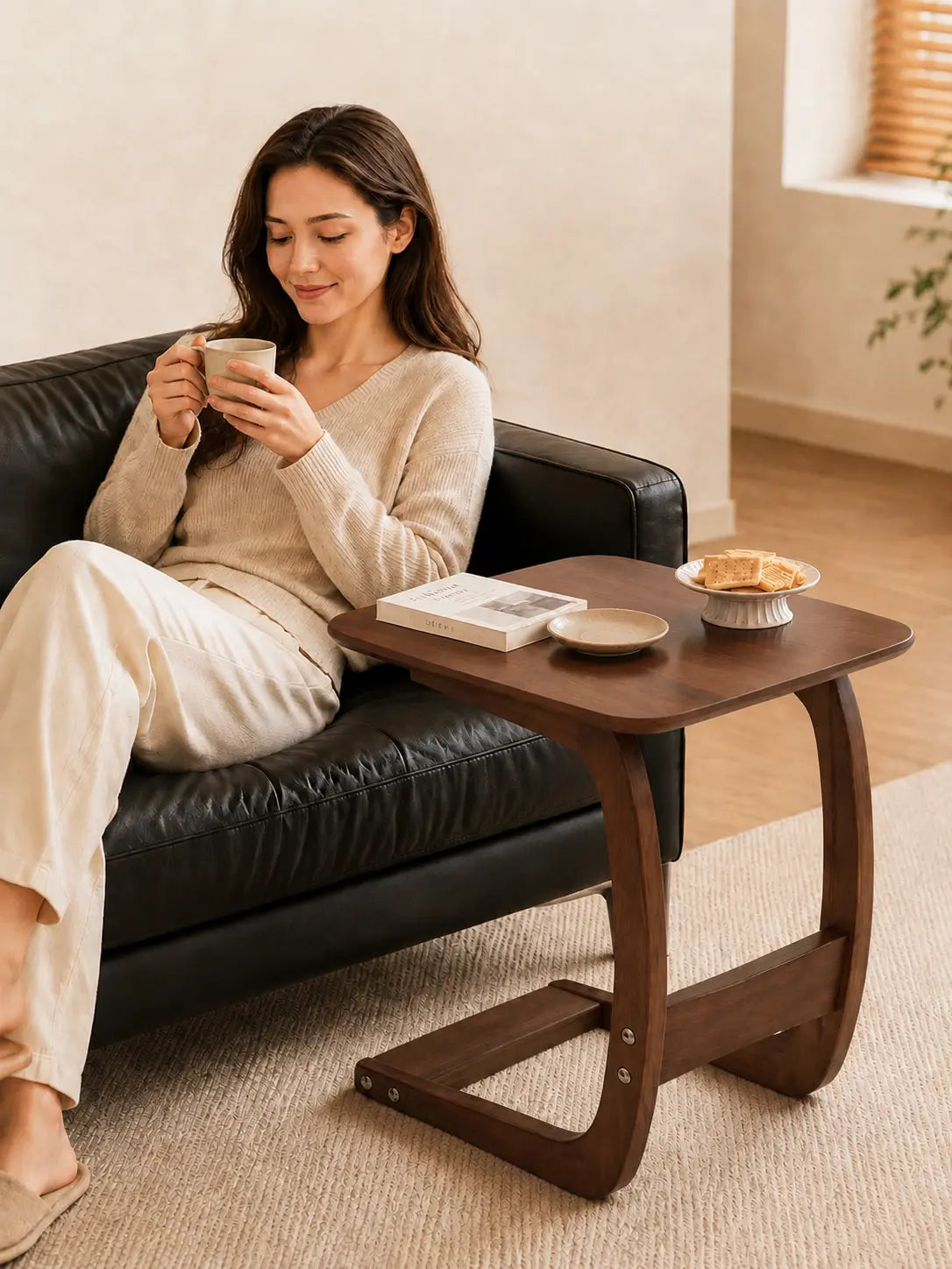 Nilo Solid Wood C-Shaped Side Table