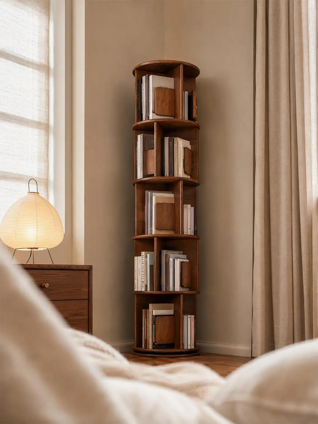 Luke's Wood Rotating 5-Tier Bookshelf