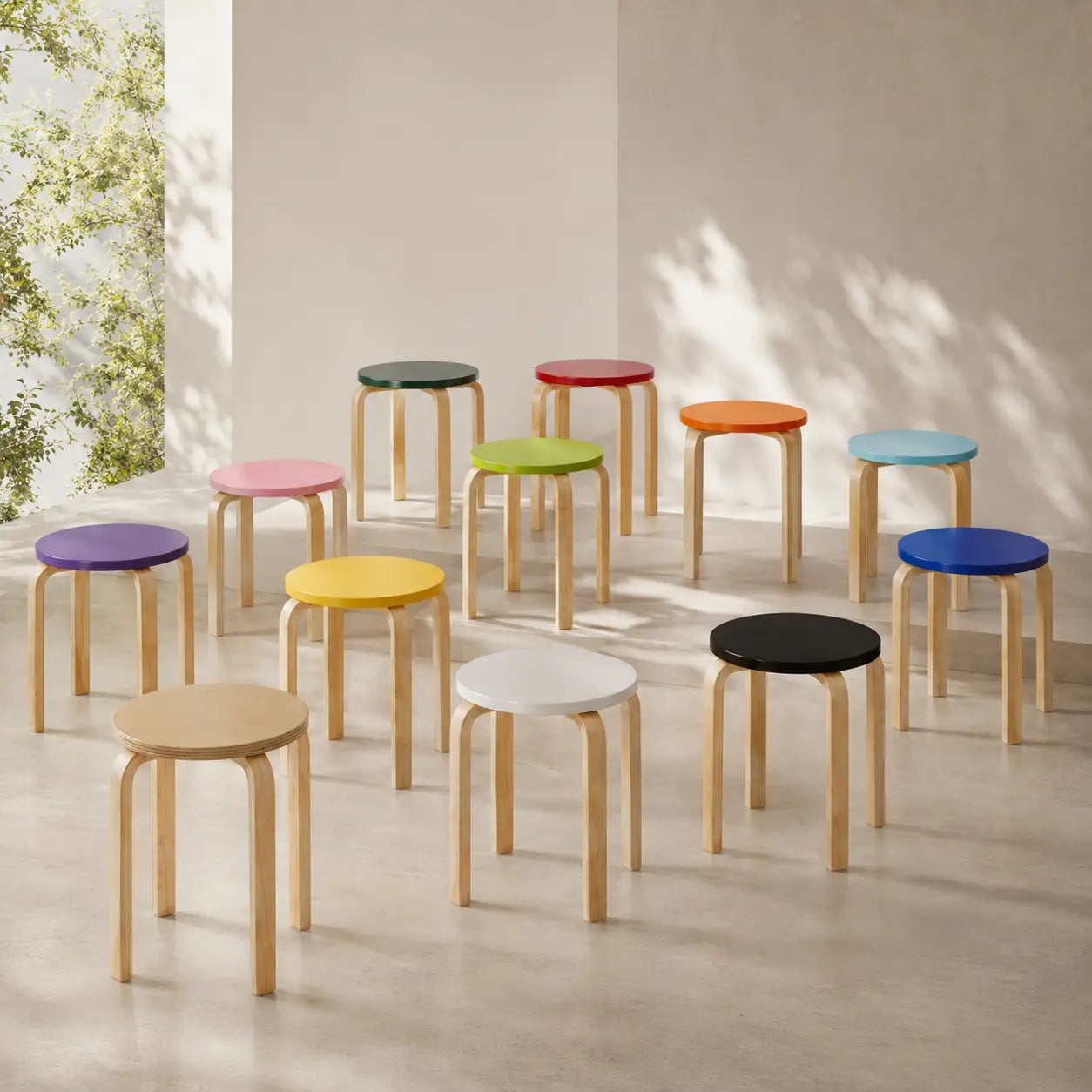 Aru Color-Top Stackable Wood Stool