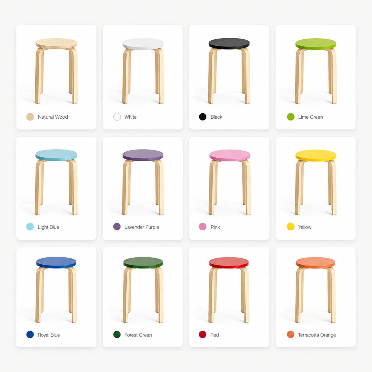 Aru Color-Top Stackable Wood Stool