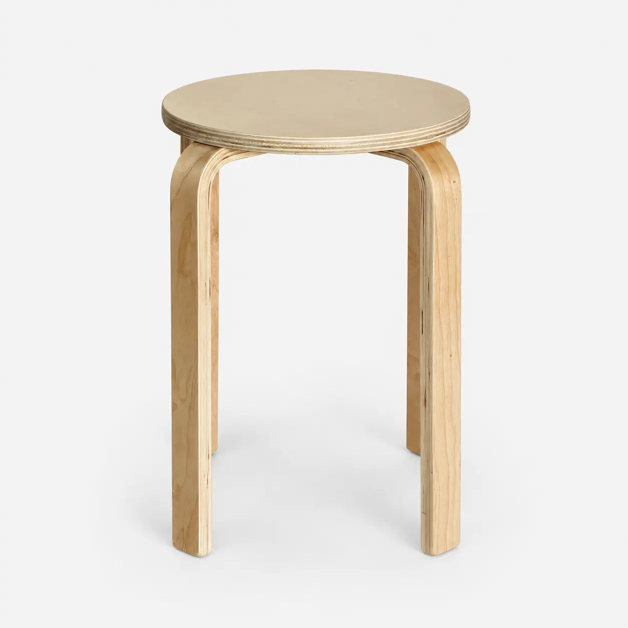 Wooden stool with a round seat on a white background