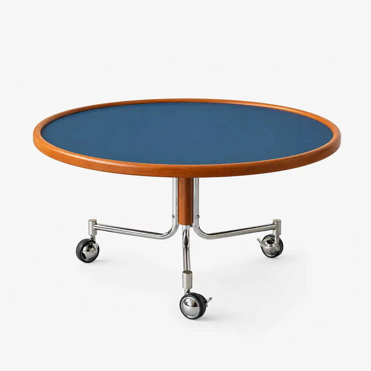 Cielo Cherry Wood Rolling Coffee Table