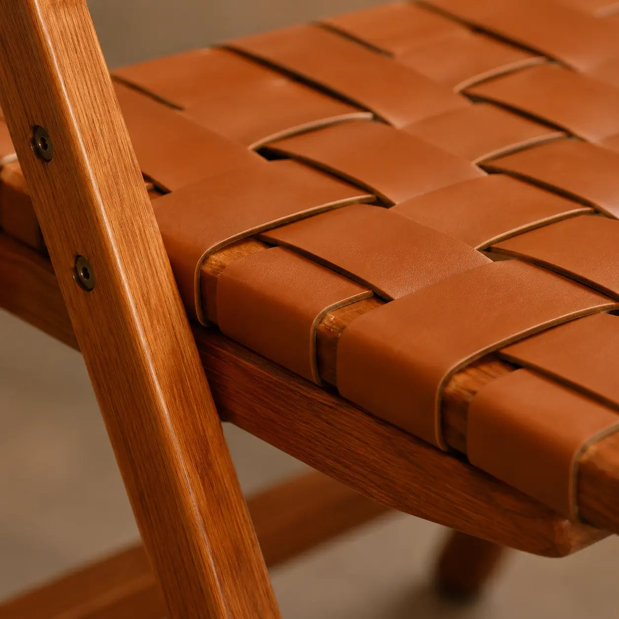 Riven Woven Leather Folding Chair