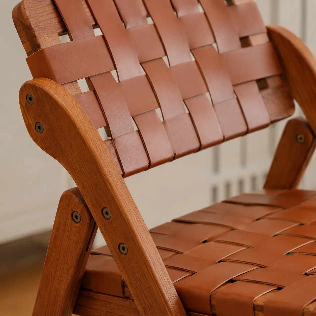 Riven Woven Leather Folding Chair