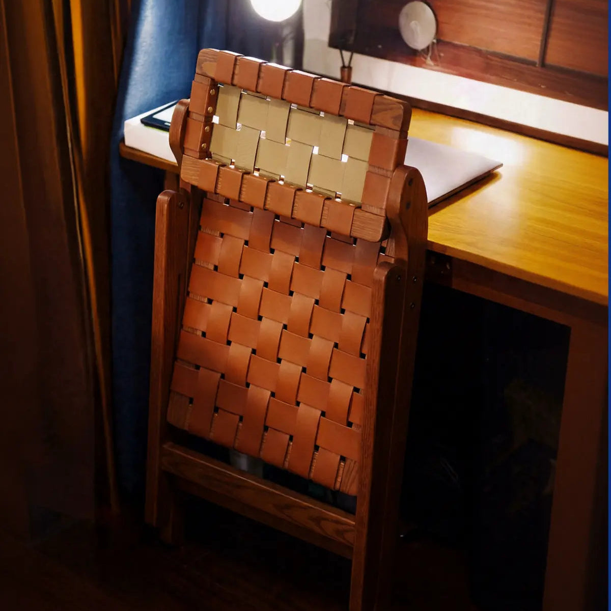 Riven Woven Leather Folding Chair