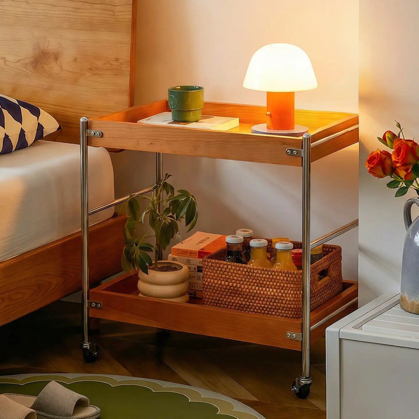 Tove Solid Wood Rolling Cart