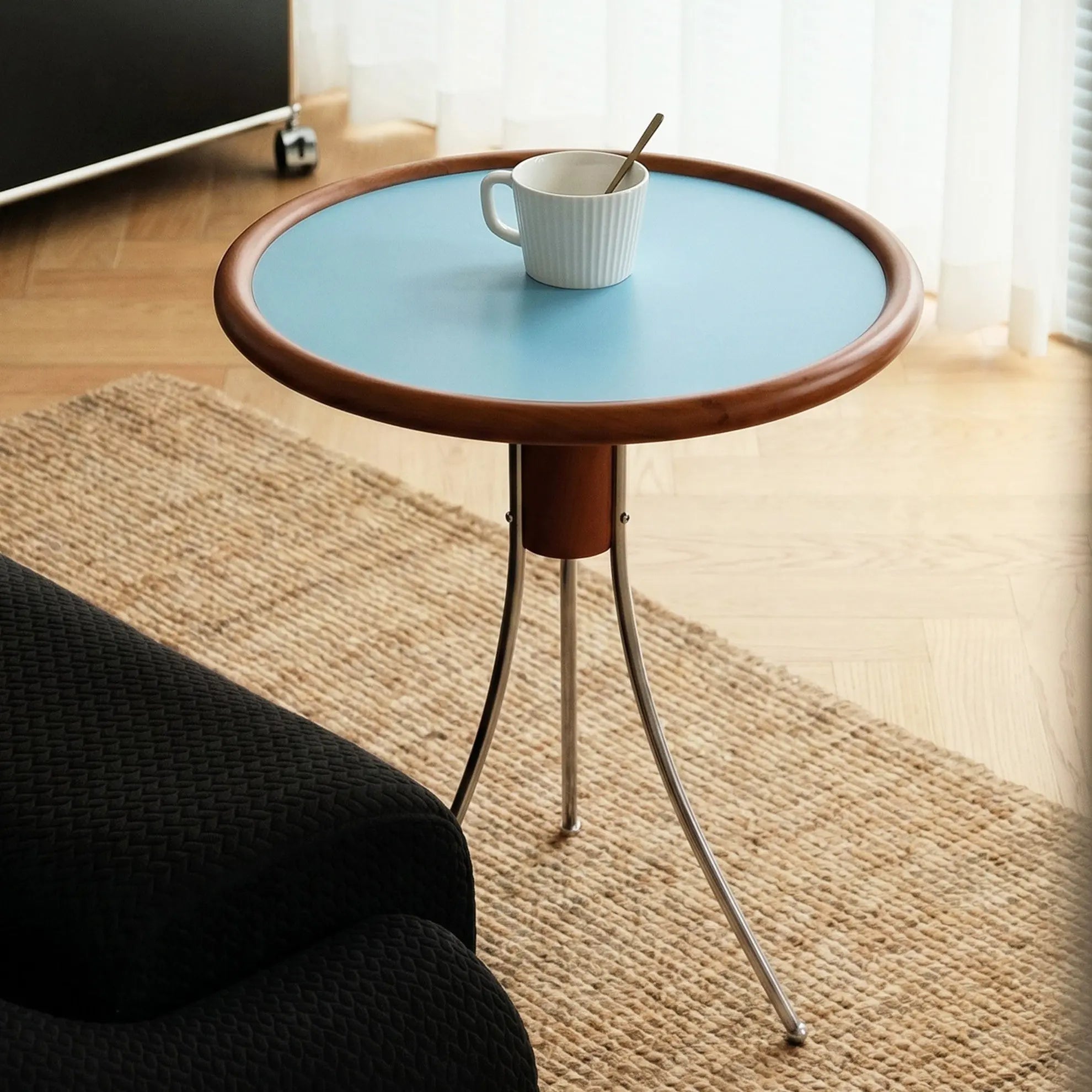 Cielo Cherry Wood Round Side Table