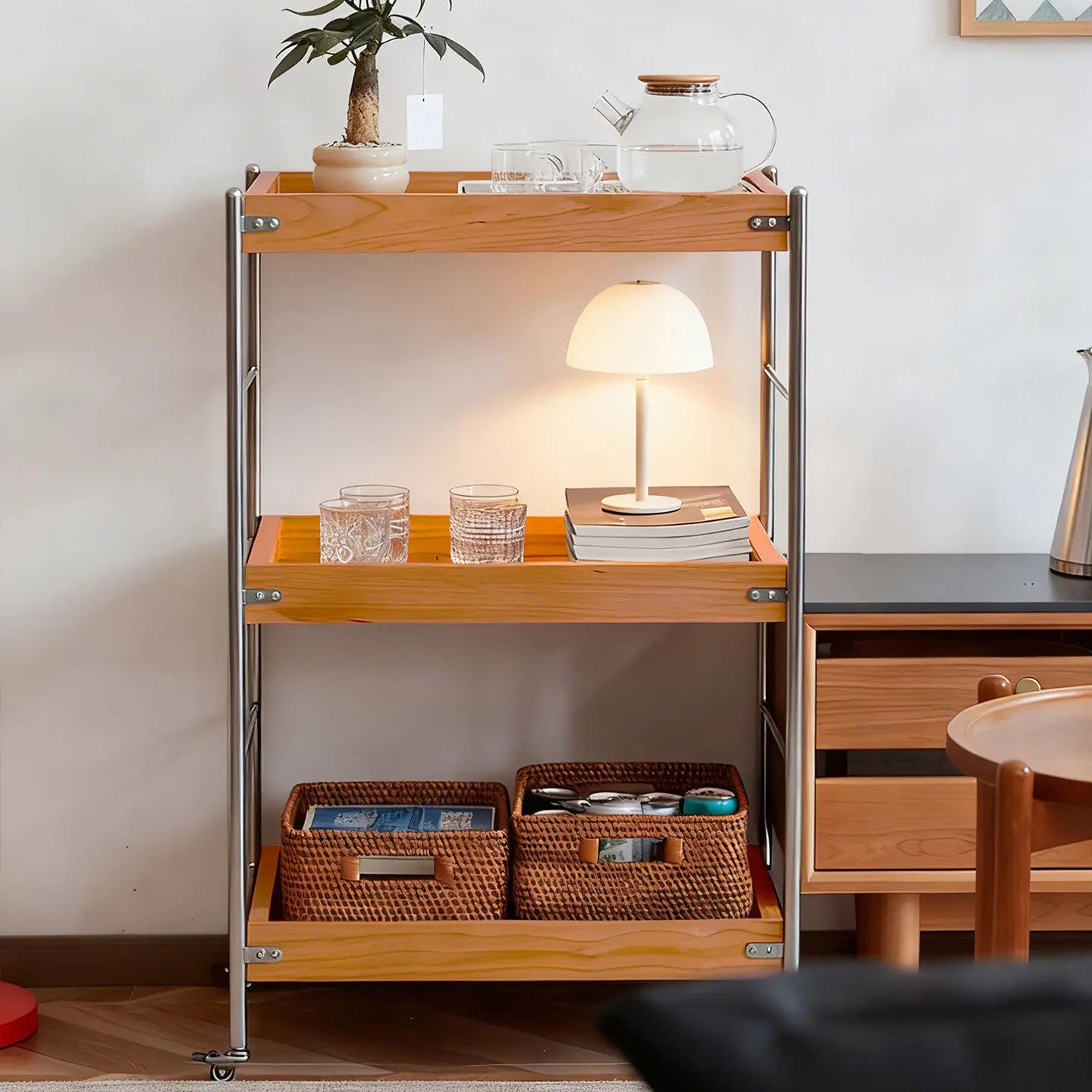Tove Solid Wood Rolling Cart