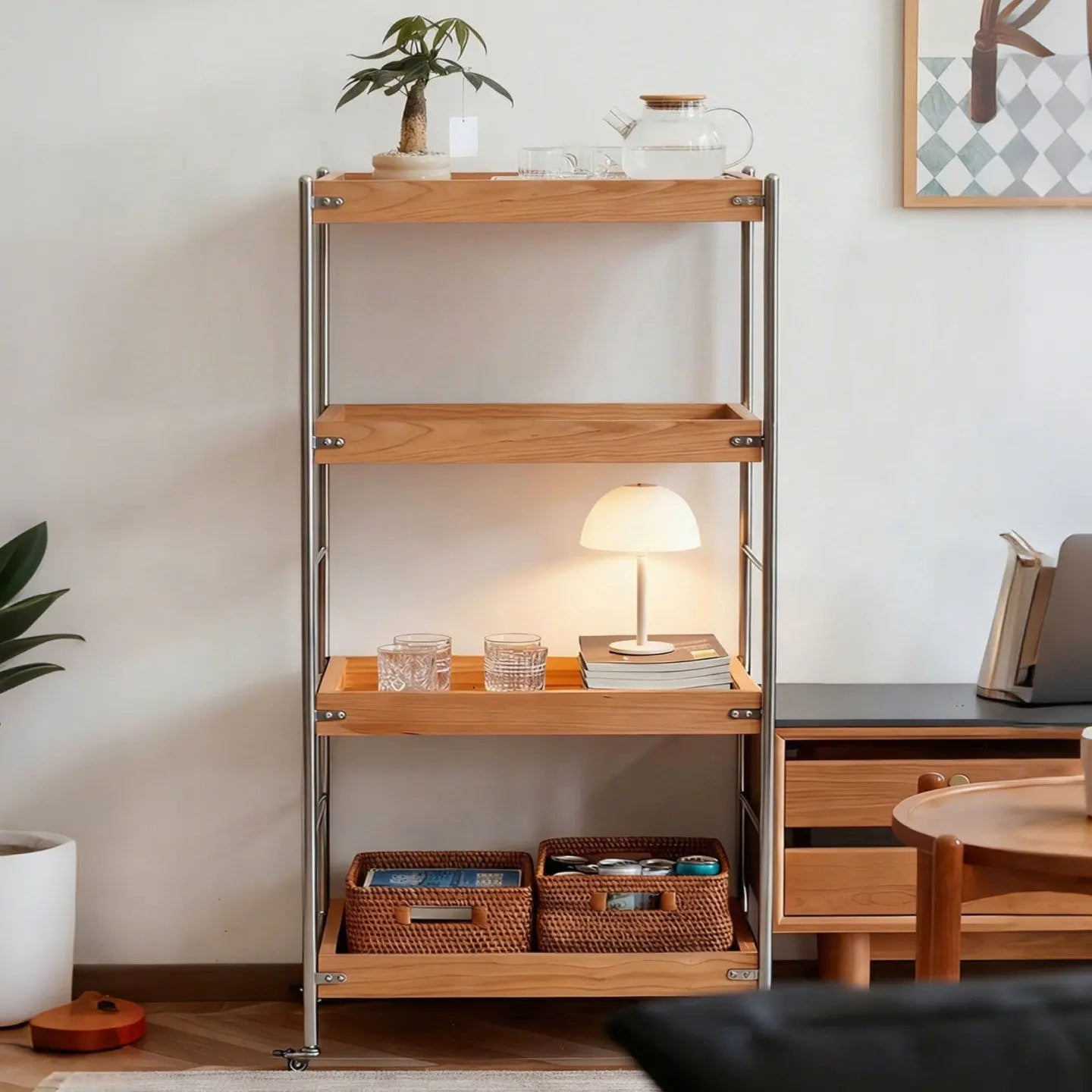 Tove Solid Wood Rolling Cart