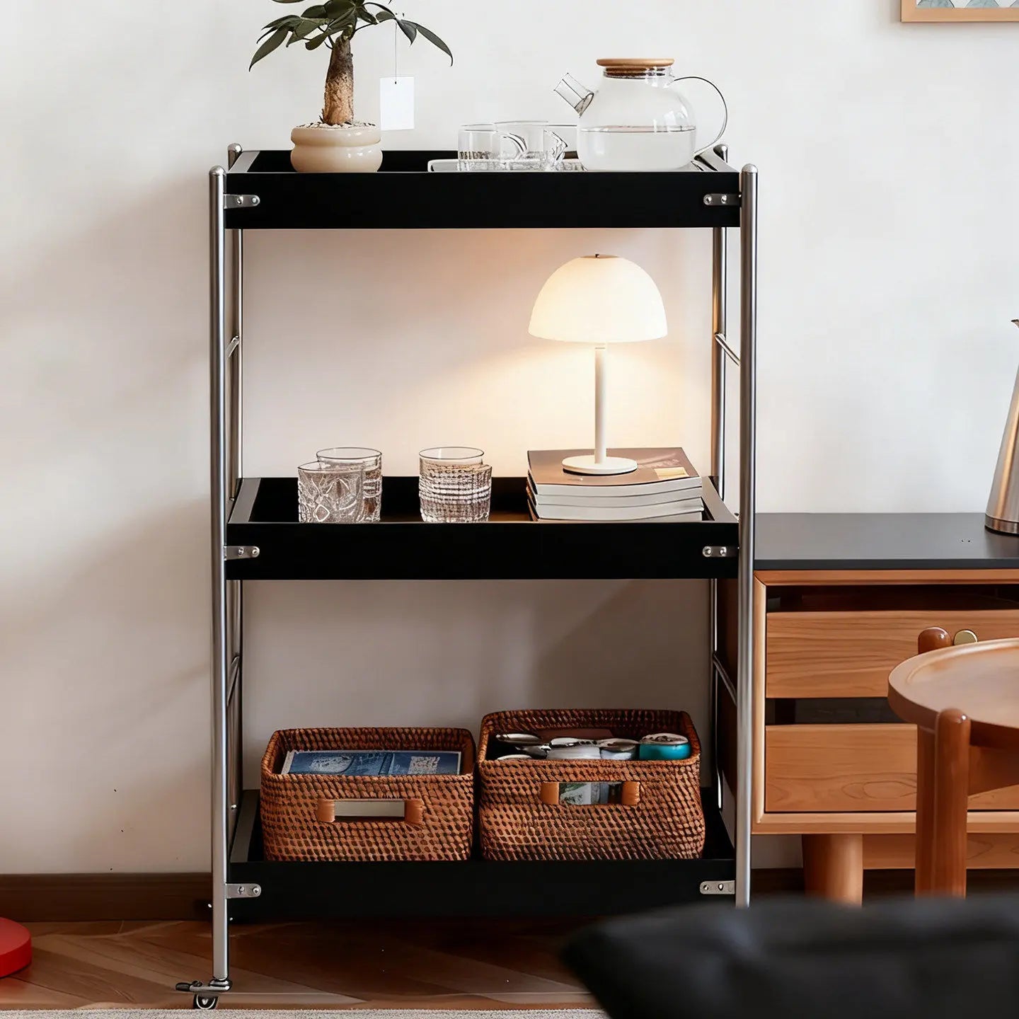 Tove Solid Wood Rolling Cart