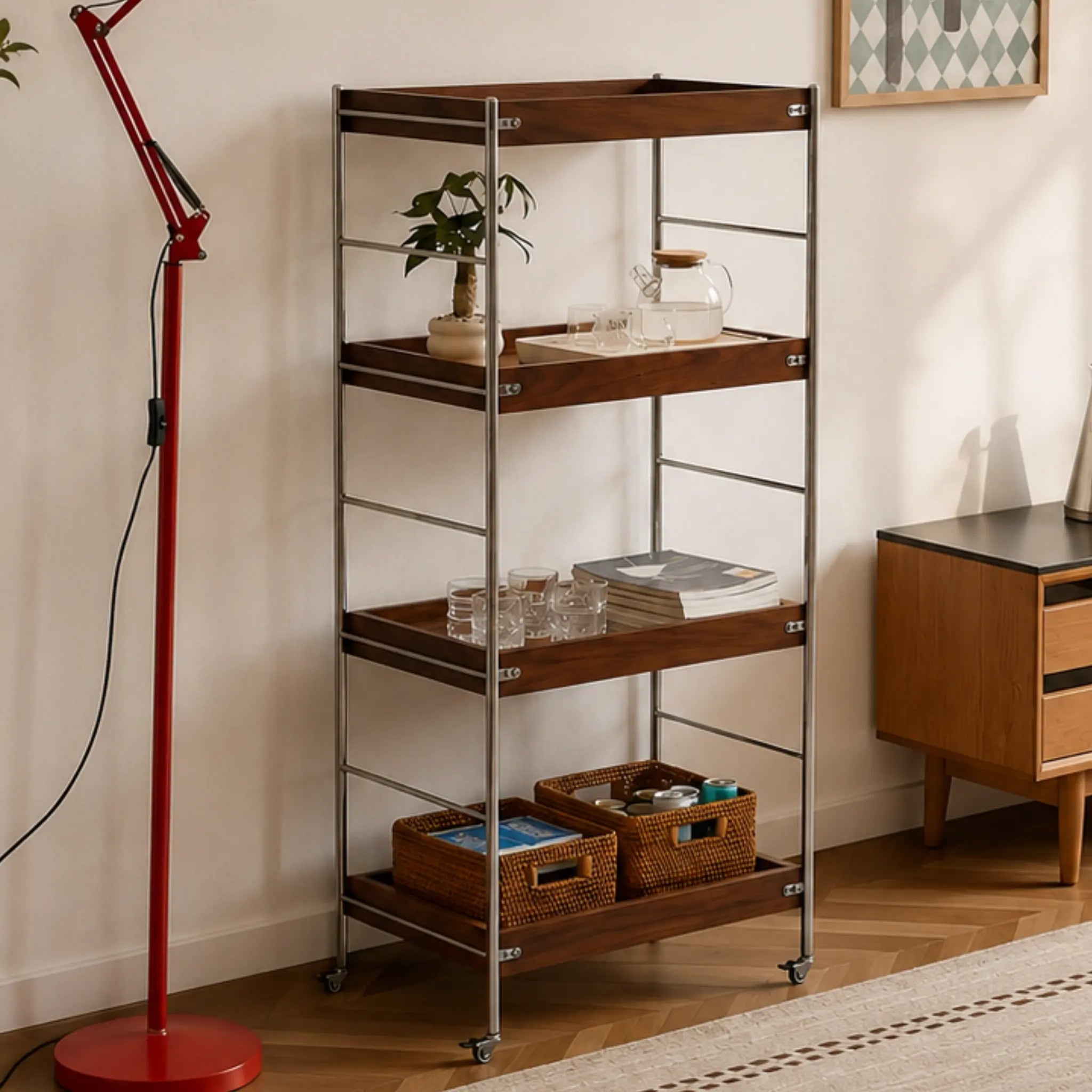 Tove Solid Wood Rolling Cart